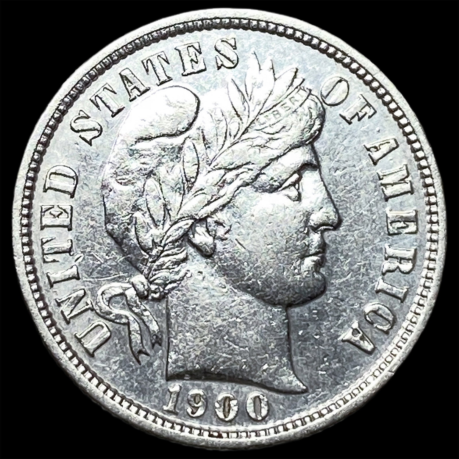 1900-S Silver Barber Dime CLOSELY UNCIRCULATED: 1900-S Silver Barber Dime CLOSELY UNCIRCULATED