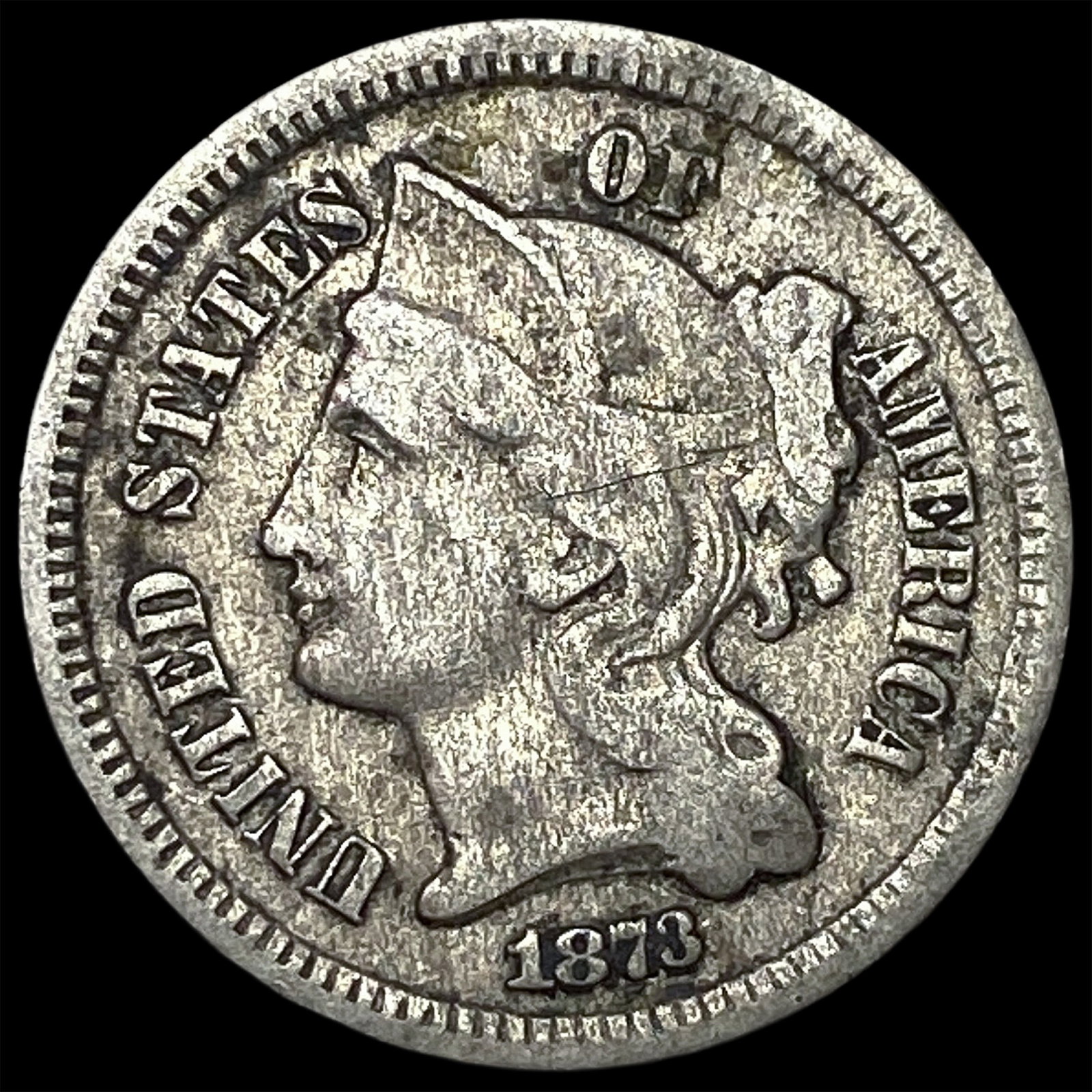 1873 Nickel Three-Cent Piece LIGHTLY CIRCULATED: 1873 Nickel Three-Cent Piece LIGHTLY CIRCULATED