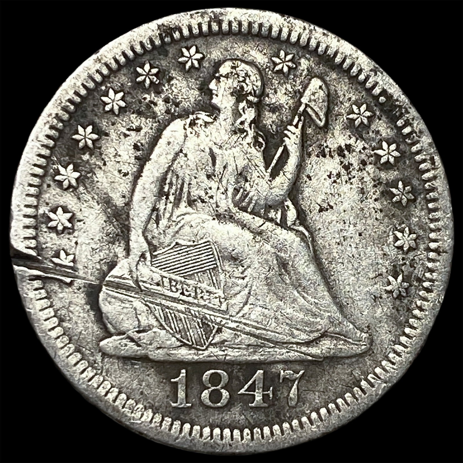 1847-O Silver Seated Liberty Quarter NICELY CIRCULATED: 1847-O Silver Seated Liberty Quarter NICELY CIRCULATED