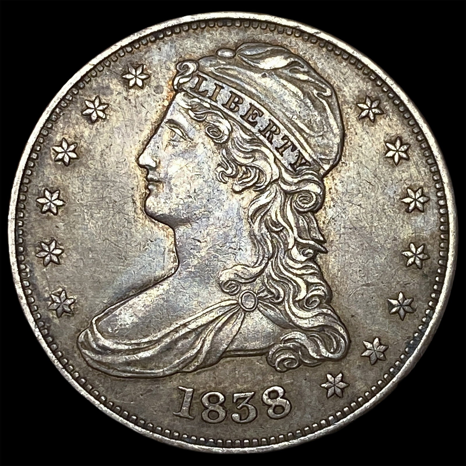 1838 Silver Capped Bust Half Dollar CLOSELY UNCIRCULATED: 1838 Silver Capped Bust Half Dollar CLOSELY UNCIRCULATED