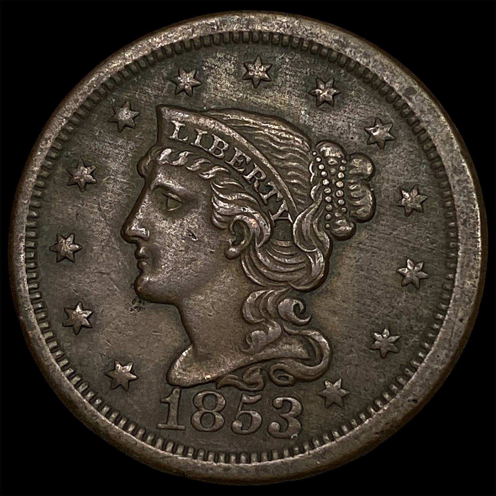 1853 Braided Hair Large Cent NEARLY UNCIRCULATED: 1853 Braided Hair Large Cent NEARLY UNCIRCULATED
