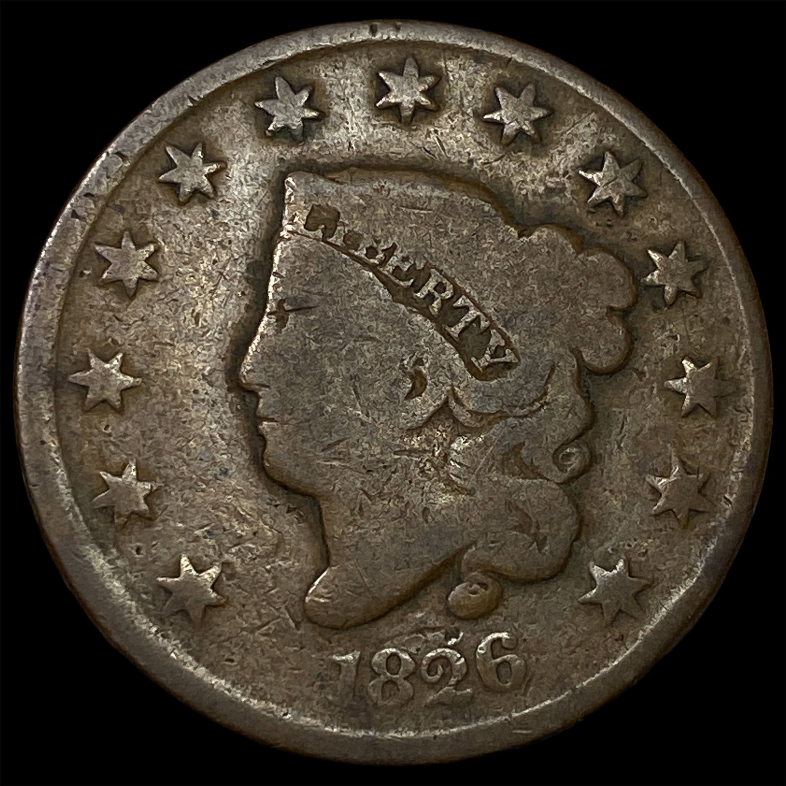 1826 Coronet Head Large Cent NICELY CIRCULATED: 1826 Coronet Head Large Cent NICELY CIRCULATED