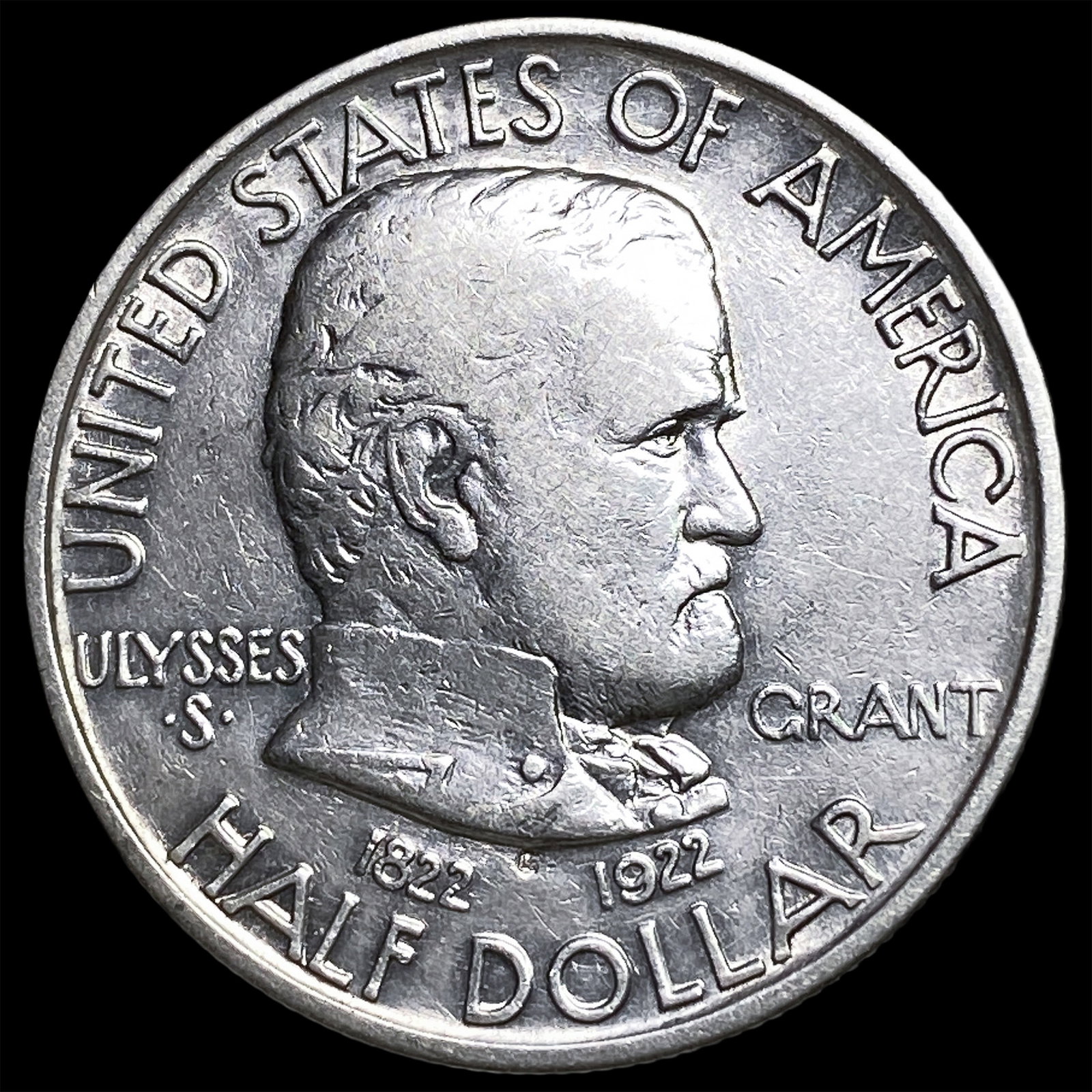 1922 Silver Half Dollar Grant NEARLY UNCIRCULATED: 1922 Silver Half Dollar Grant NEARLY UNCIRCULATED