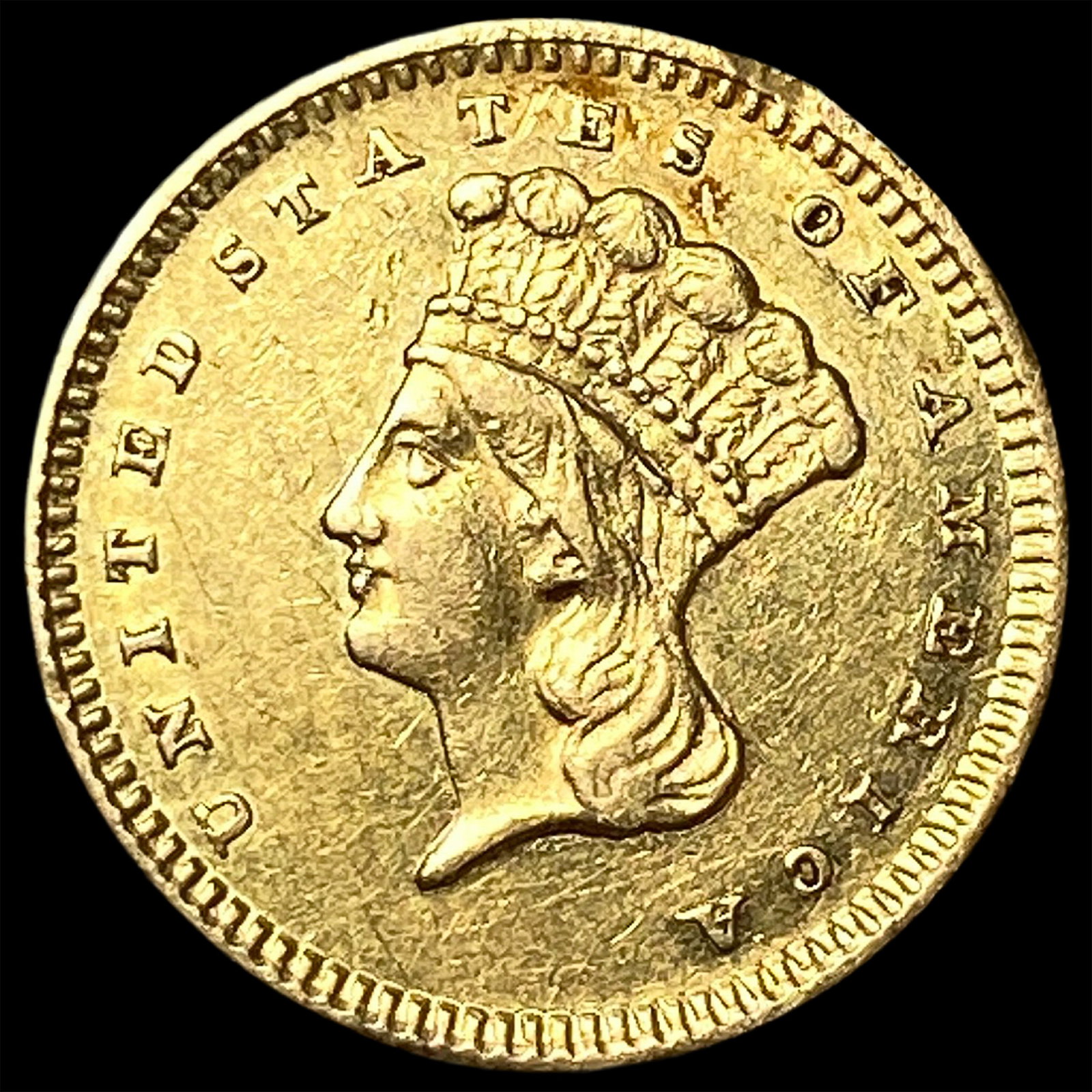 1858 Gold $1 Indian Head Type 3 CLOSELY UNCIRCULATED: 1858 Gold $1 Indian Head Type 3 CLOSELY UNCIRCULATED