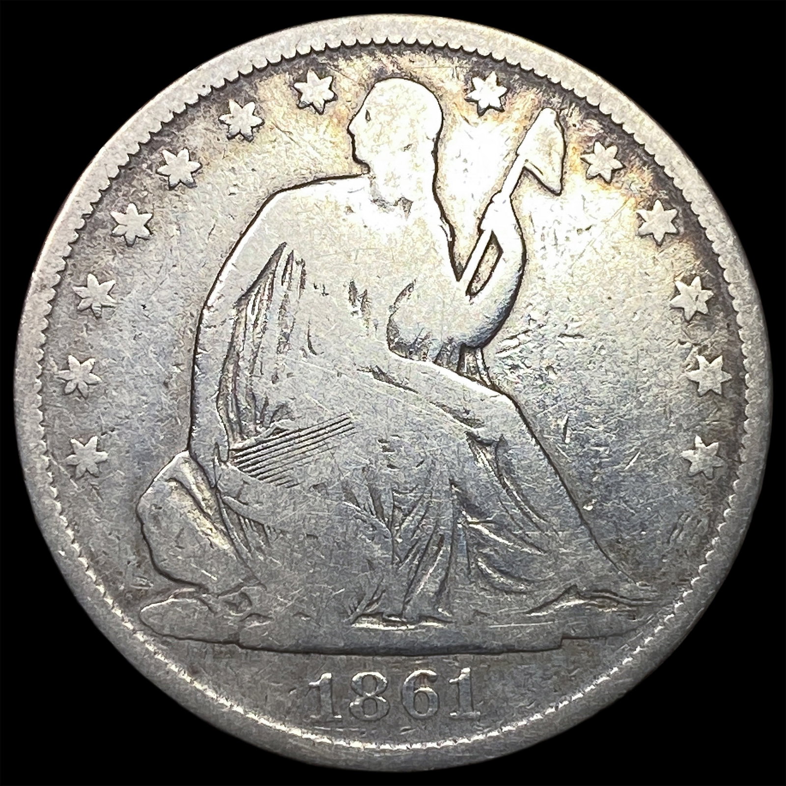 1861-O Silver Seated Liberty Half Dollar NICELY CIRCULATED: 1861-O Silver Seated Liberty Half Dollar NICELY CIRCULATED