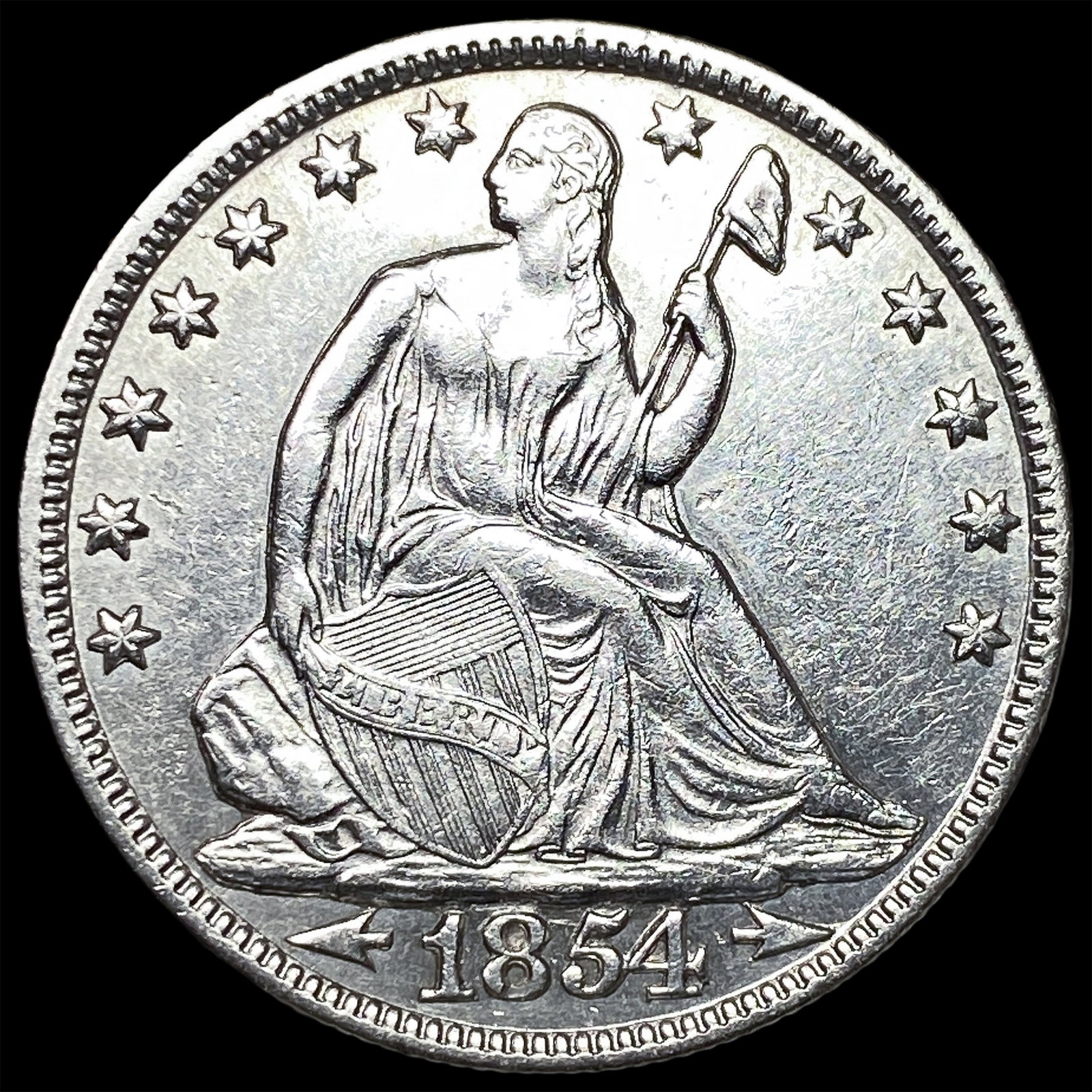 1854-O Silver Seated Liberty Half Dollar CLOSELY UNCIRCULATED (1 of 2)