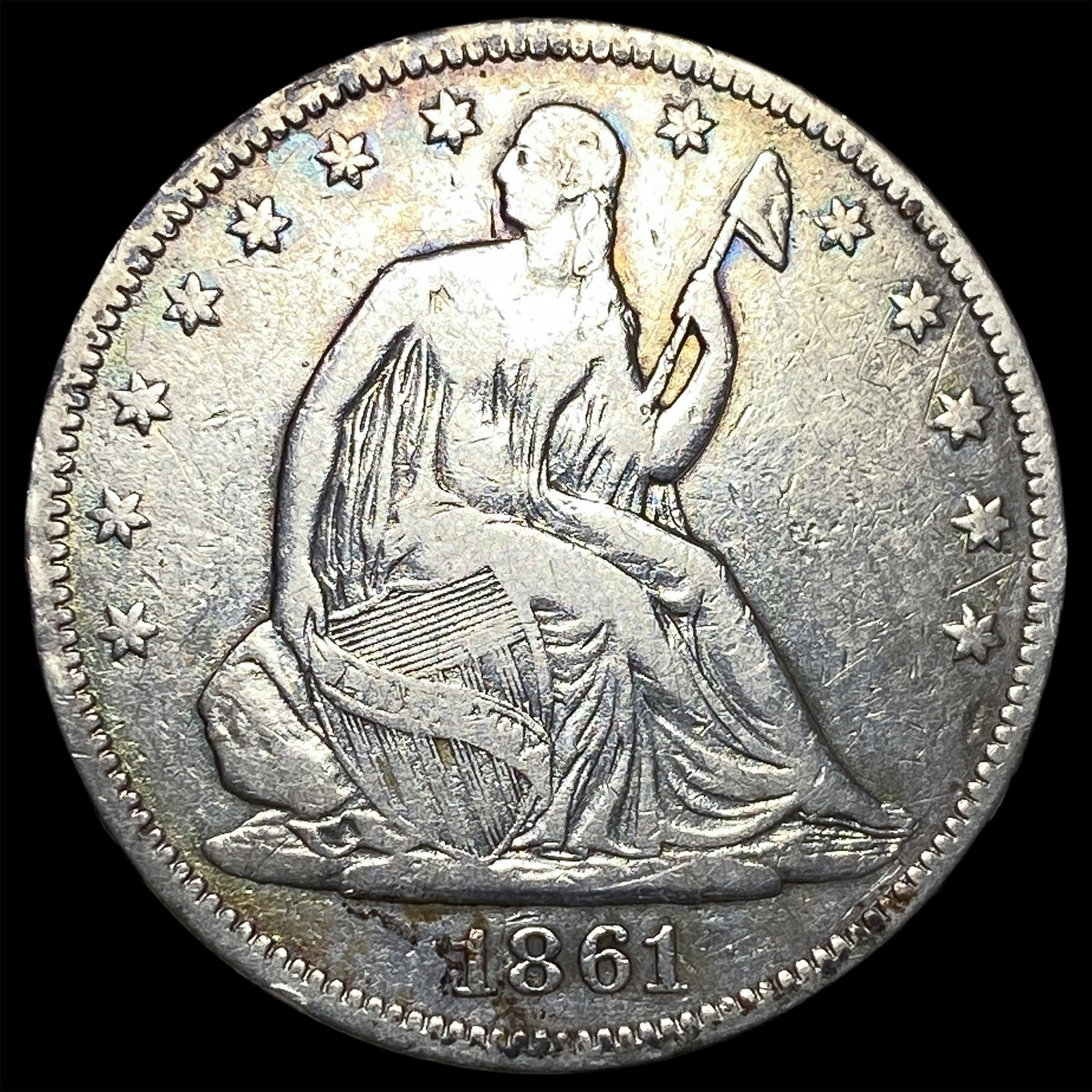 1861 Seated Liberty Half Dollar LIGHTLY CIRCULATED: 1861 Seated Liberty Half Dollar LIGHTLY CIRCULATED
