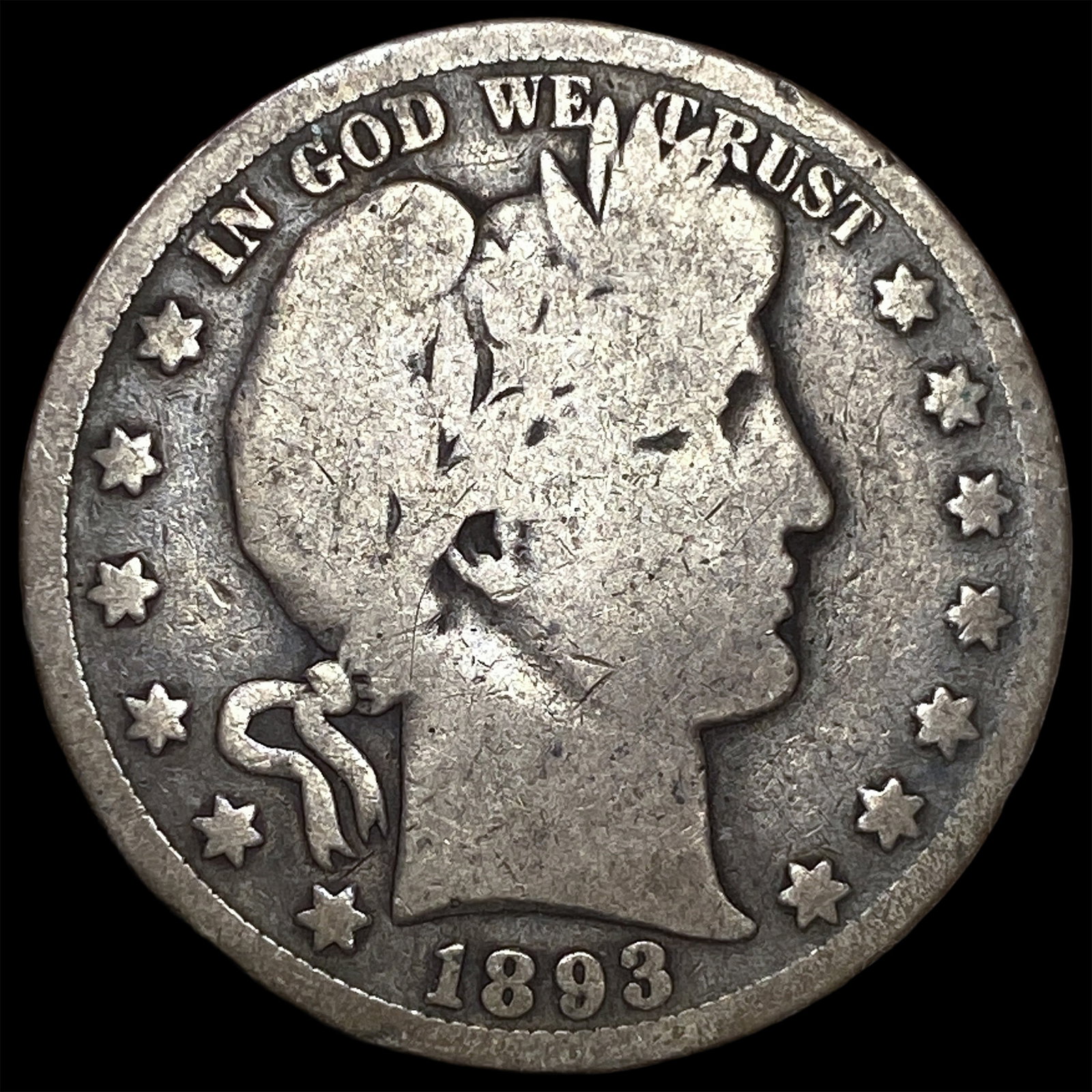 1893-S Silver Barber Half Dollar NICELY CIRCULATED: 1893-S Silver Barber Half Dollar NICELY CIRCULATED