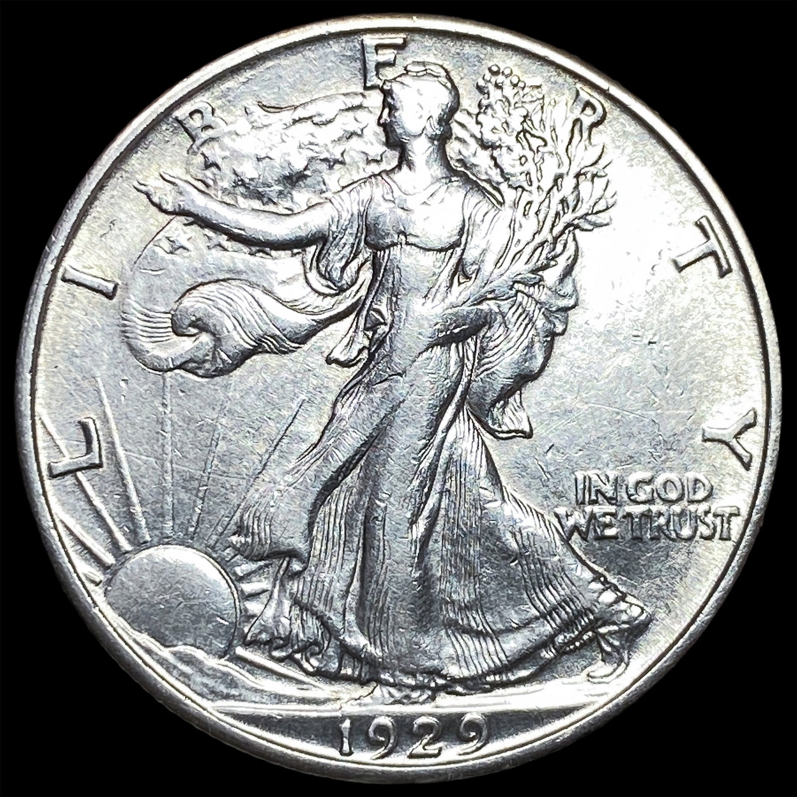 1929-D Silver Walking Liberty Half Dollar CLOSELY UNCIRCULATED: 1929-D Silver Walking Liberty Half Dollar CLOSELY UNCIRCULATED