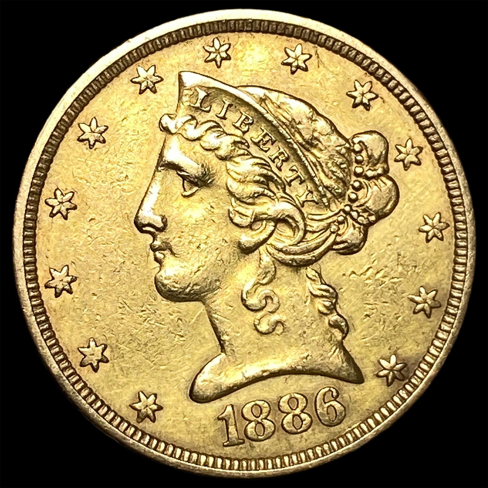 1886 Liberty Head Gold $5 Half Eagle CLOSELY UNCIRCULATED (1 of 2)