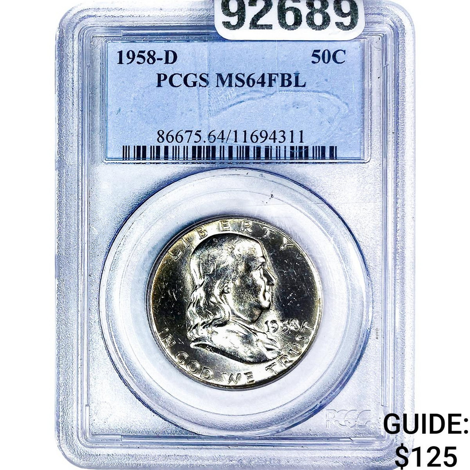 1958-D Franklin Half Dollar PCGS MS64 FBL (1 of 2)