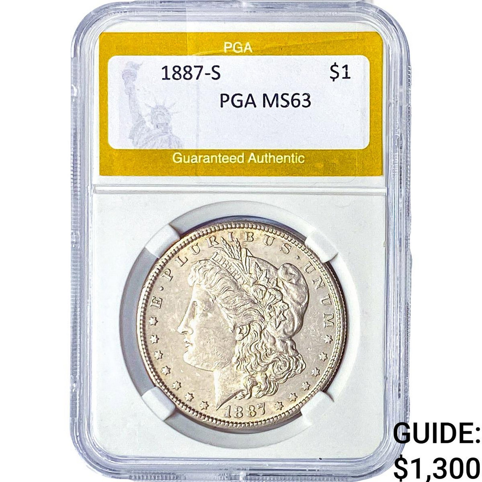 1887-S Morgan Silver Dollar PGA MS63: 1887-S Morgan Silver Dollar PGA MS63