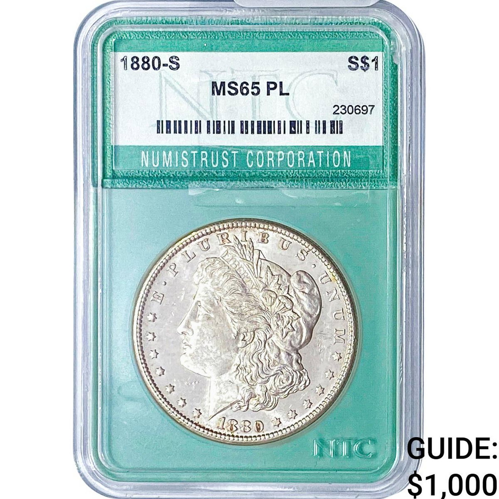 1880-S Morgan Silver Dollar NTC MS65 PL (1 of 2)