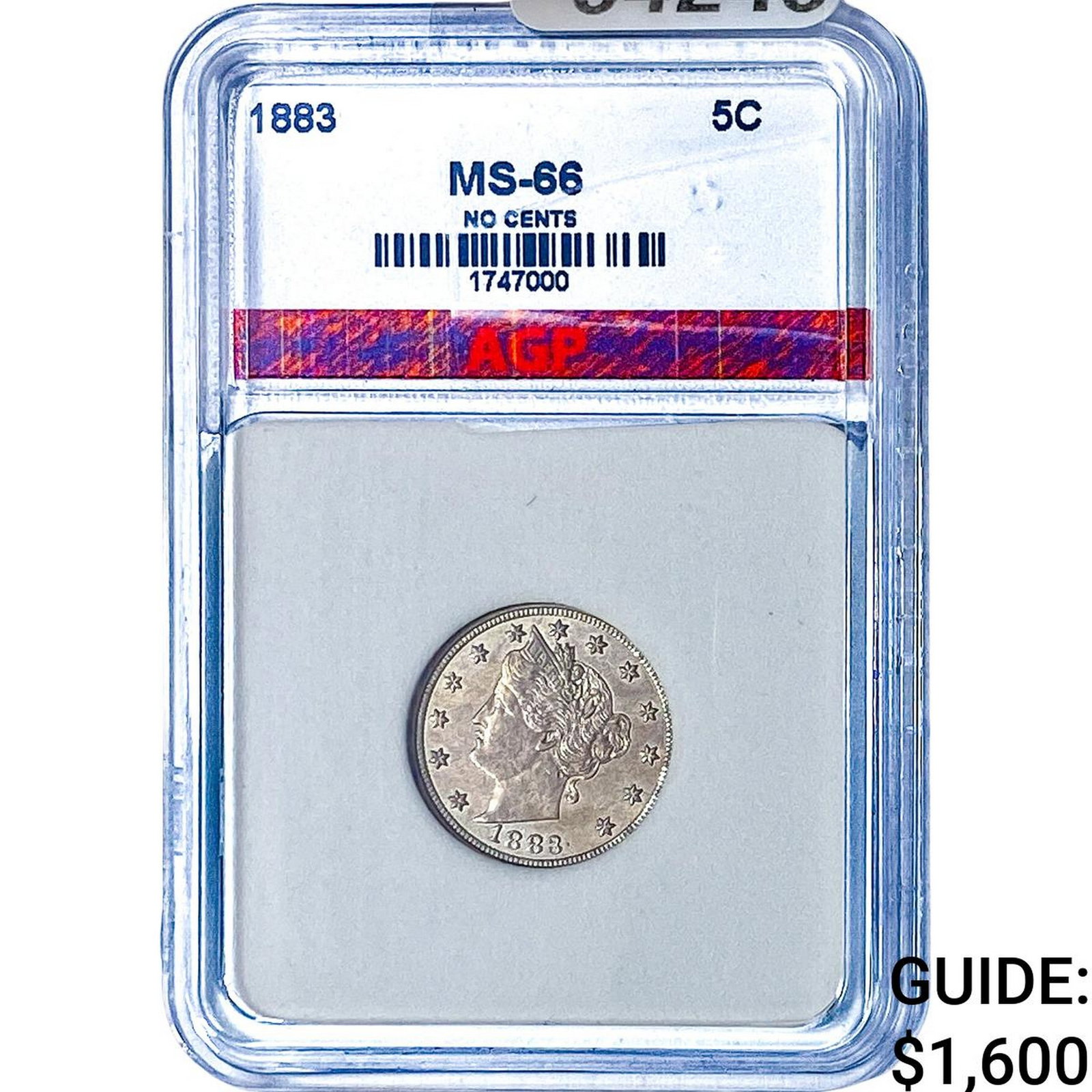 1883 Liberty Victory Nickel AGP MS66: 1883 Liberty Victory Nickel AGP MS66