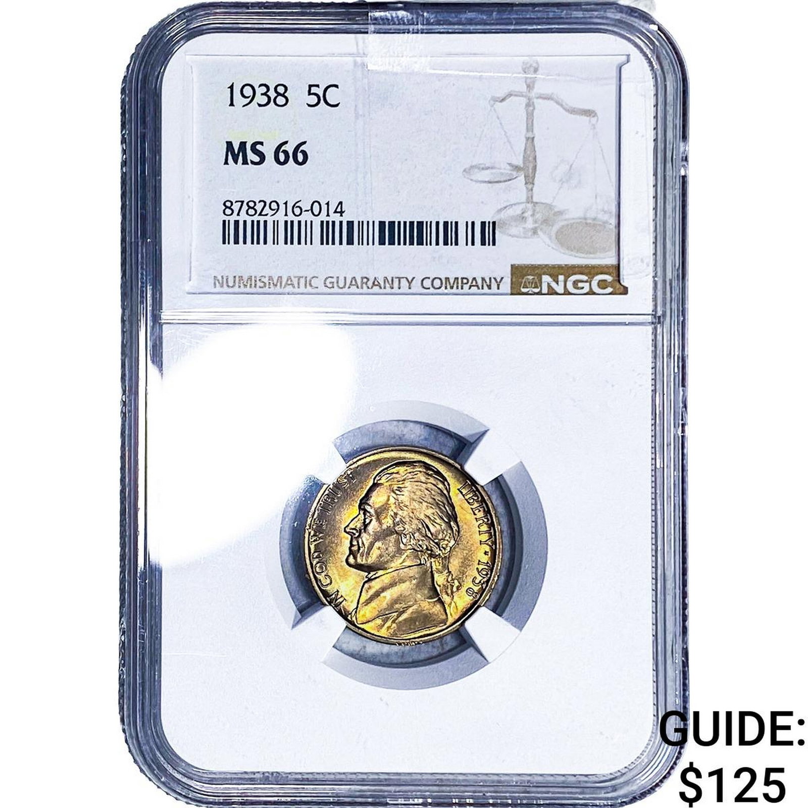 1938 Jefferson Nickel NGC MS66: 1938 Jefferson Nickel NGC MS66