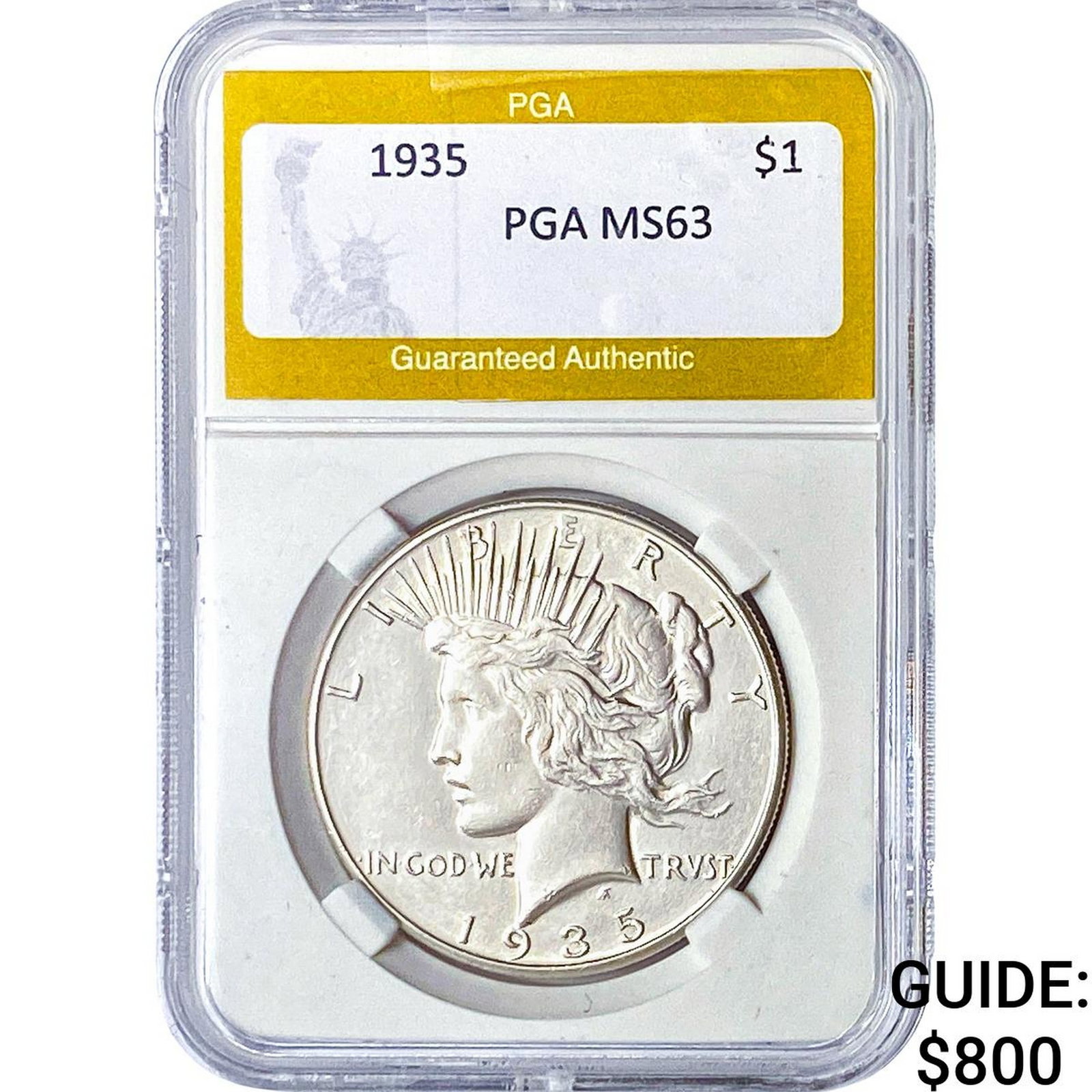 1935 Silver Peace Dollar PGA MS63: 1935 Silver Peace Dollar PGA MS63