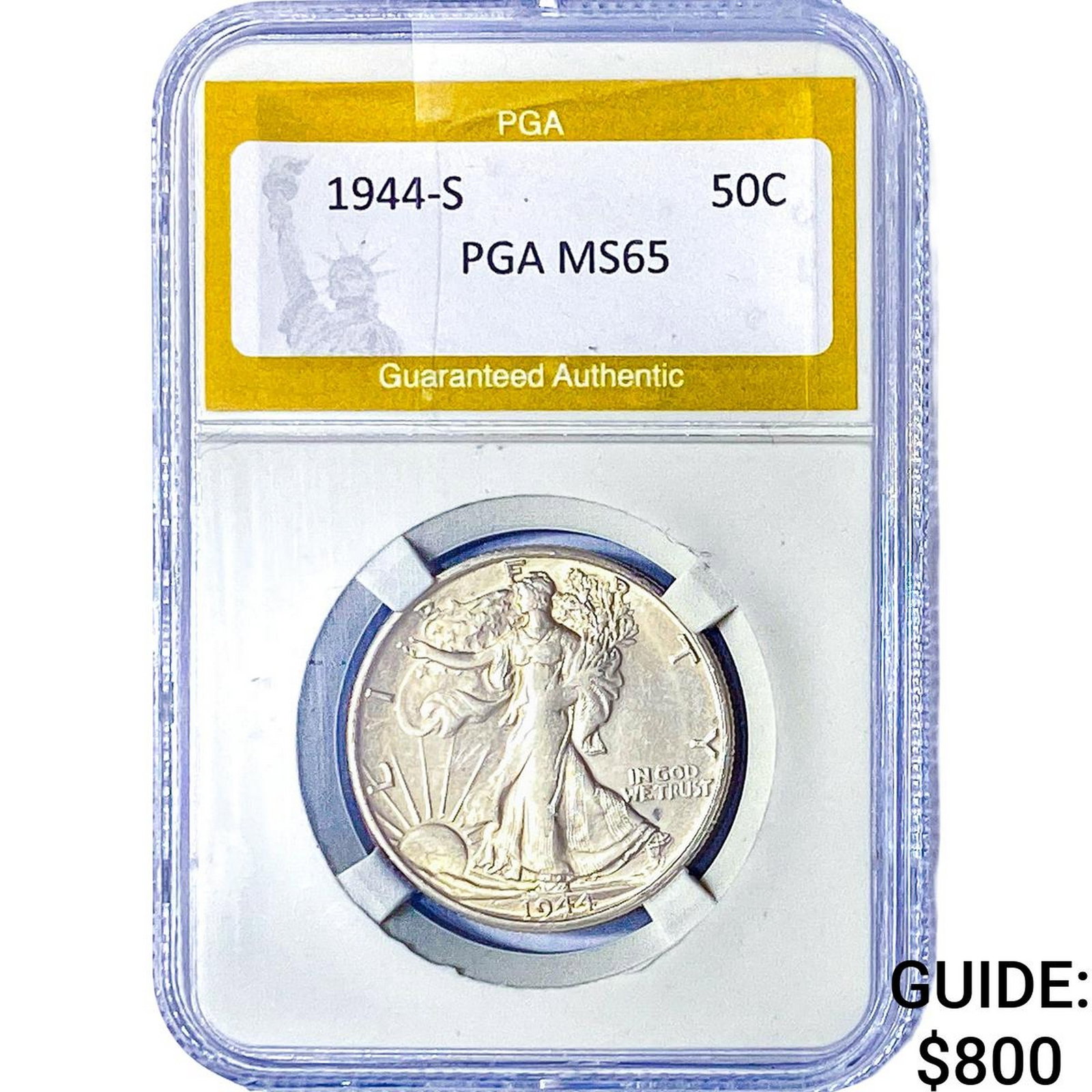 1944-S Walking Liberty Half Dollar PGA MS65: 1944-S Walking Liberty Half Dollar PGA MS65