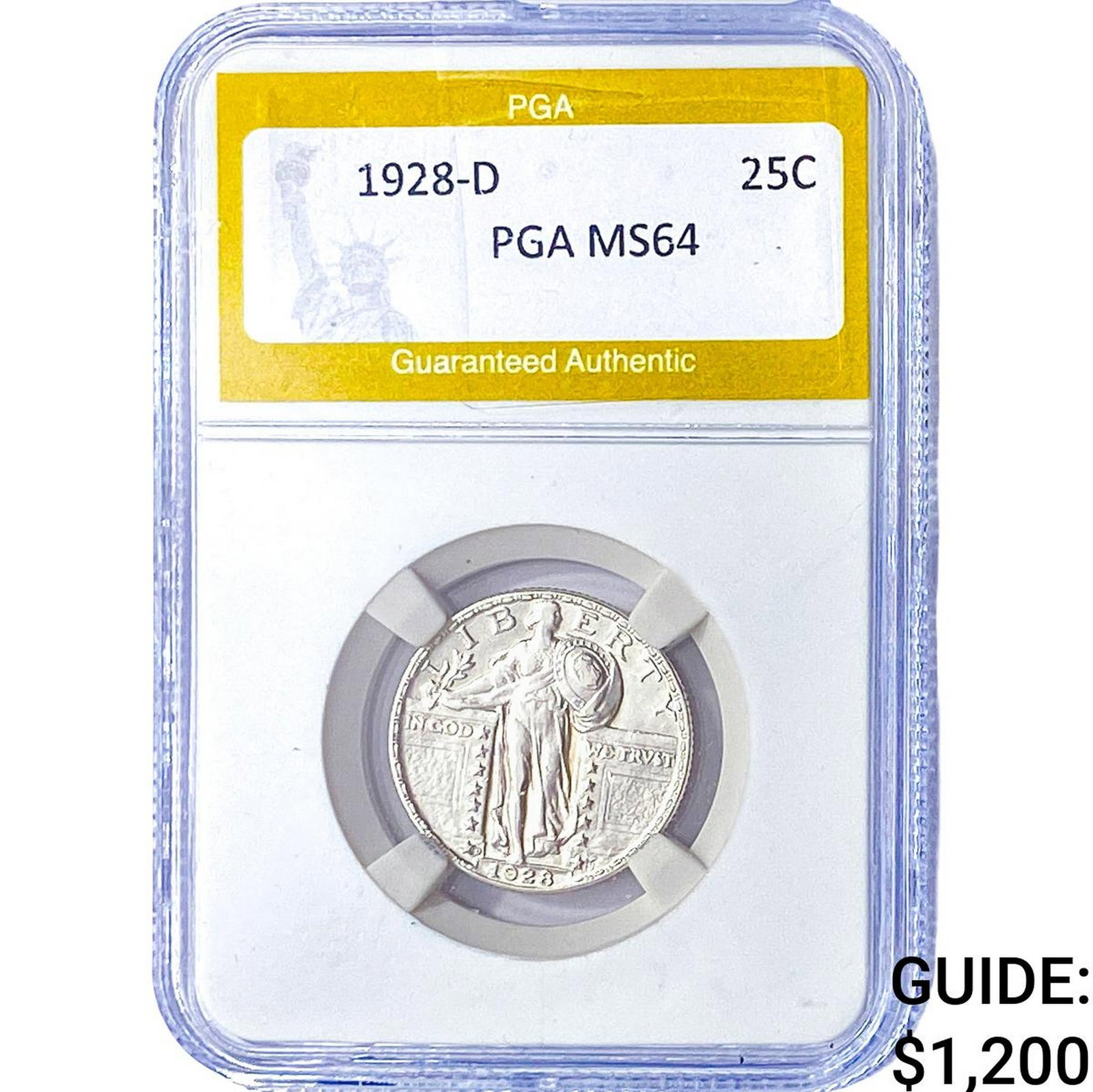 1928-D Standing Liberty Quarter PGA MS64: 1928-D Standing Liberty Quarter PGA MS64