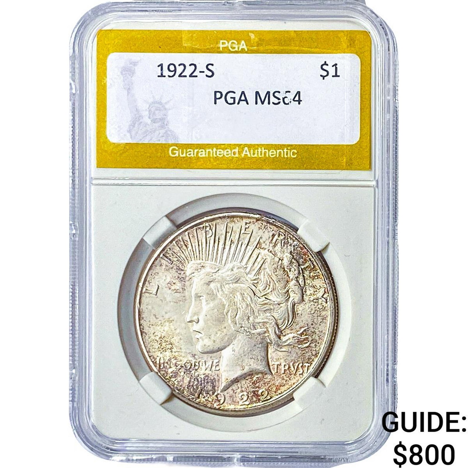 1922-S Silver Peace Dollar PGA MS64: 1922-S Silver Peace Dollar PGA MS64