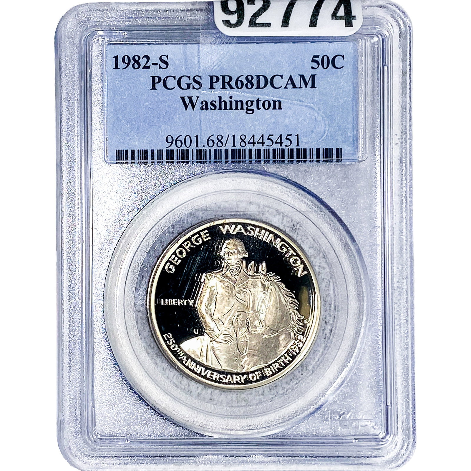 1982-S George Washington 250th Birthday Silver 50C PCGS PR68 DCAM: 1982-S George Washington 250th Birthday Silver 50C PCGS PR68 DCAM