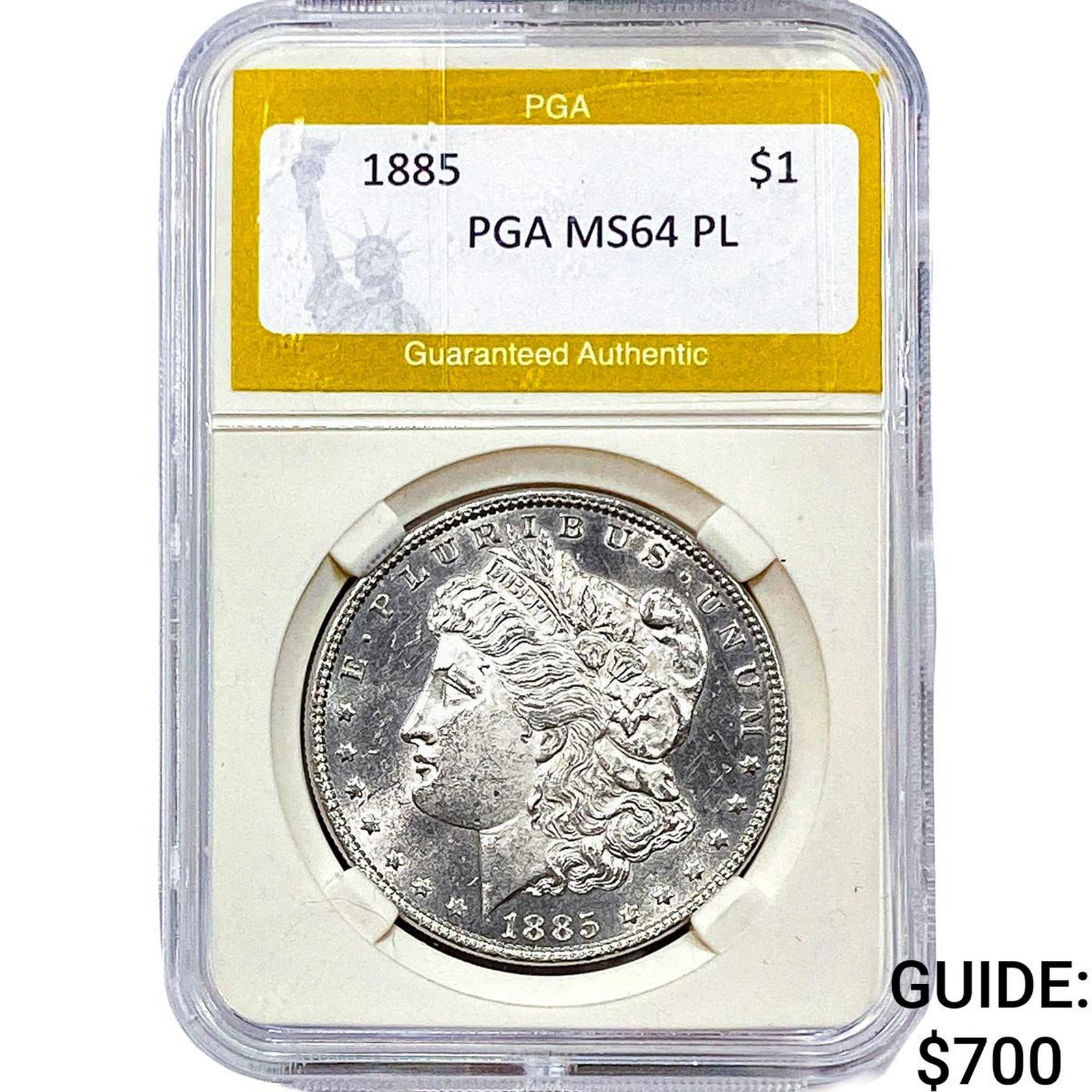 1885 Morgan Silver Dollar PGA MS64 PL: 1885 Morgan Silver Dollar PGA MS64 PL