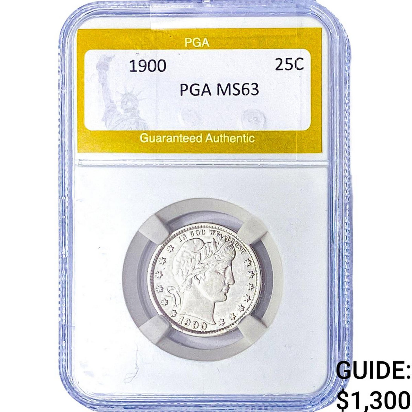 1900 Barber Quarter PGA MS63: 1900 Barber Quarter PGA MS63
