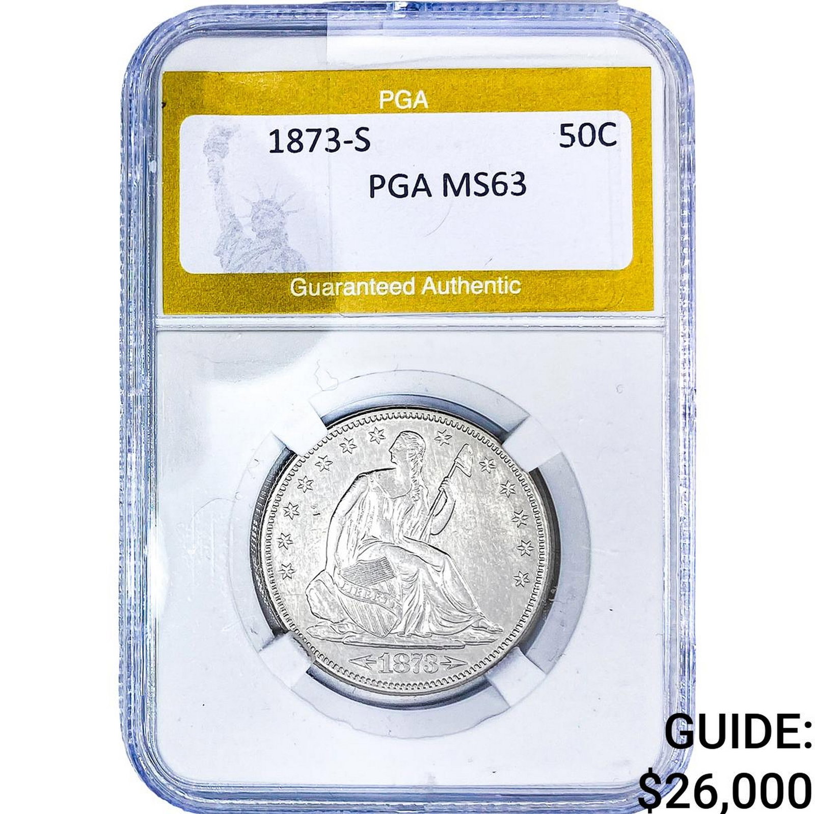 1873-S Seated Liberty Half Dollar PGA MS63 (1 of 2)