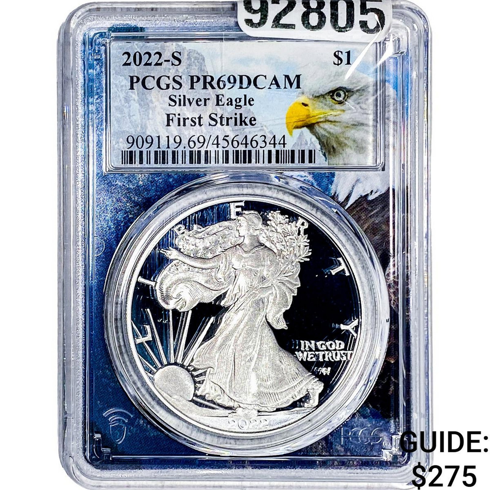 2022-S Silver Eagle PCGS PR69 DCAM: 2022-S Silver Eagle PCGS PR69 DCAM