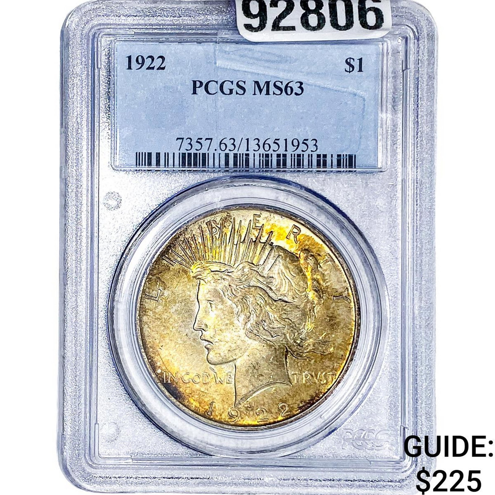 1922 Silver Peace Dollar PCGS MS63 (1 of 2)