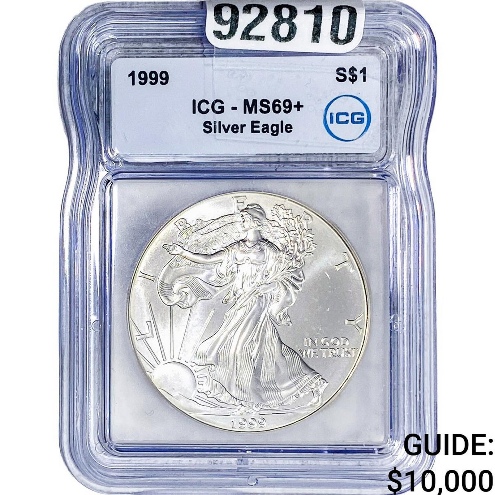1999 Silver Eagle ICG MS69+: 1999 Silver Eagle ICG MS69+