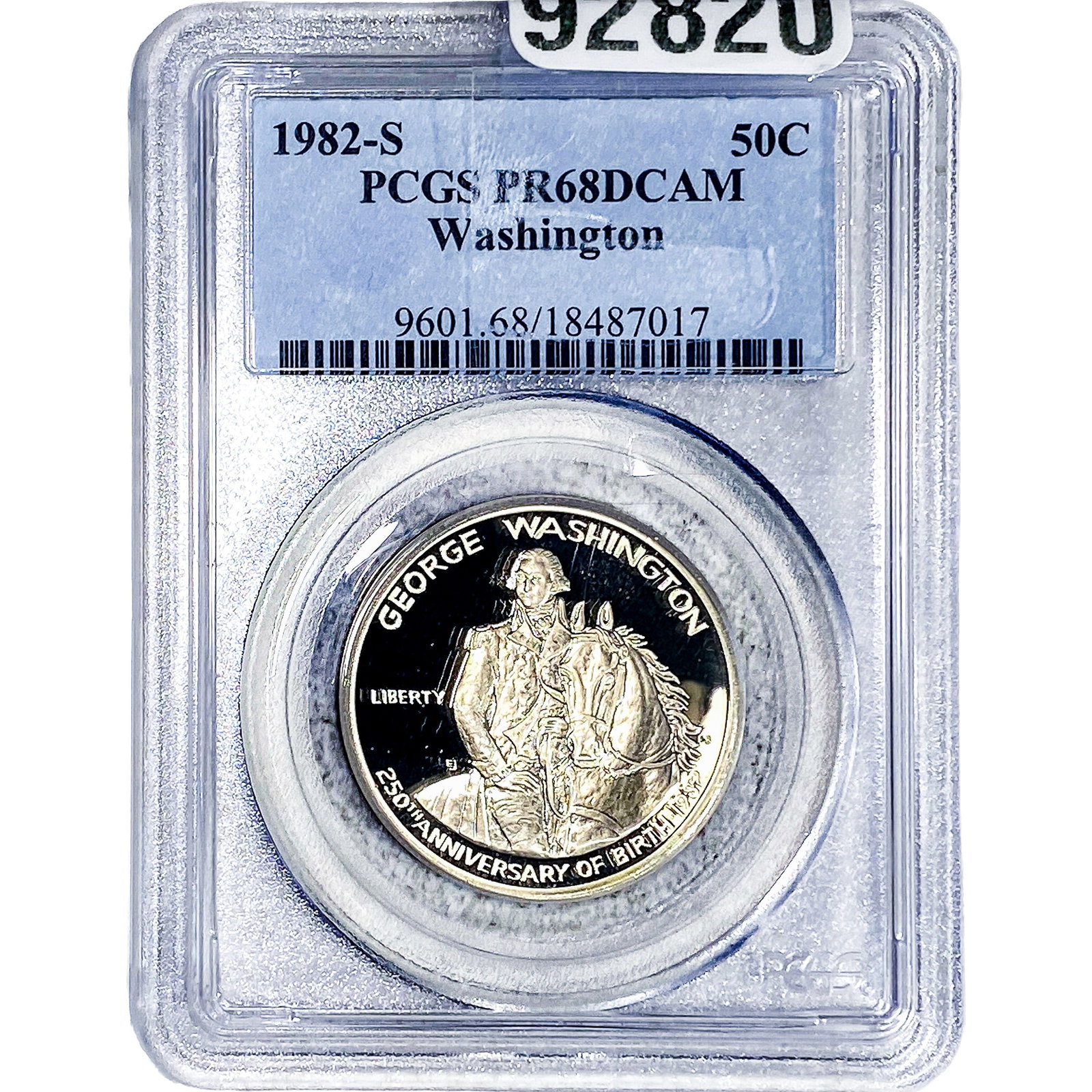 1982-S George Washington 250th Birthday Silver 50C PCGS PR68 DCAM: 1982-S George Washington 250th Birthday Silver 50C PCGS PR68 DCAM