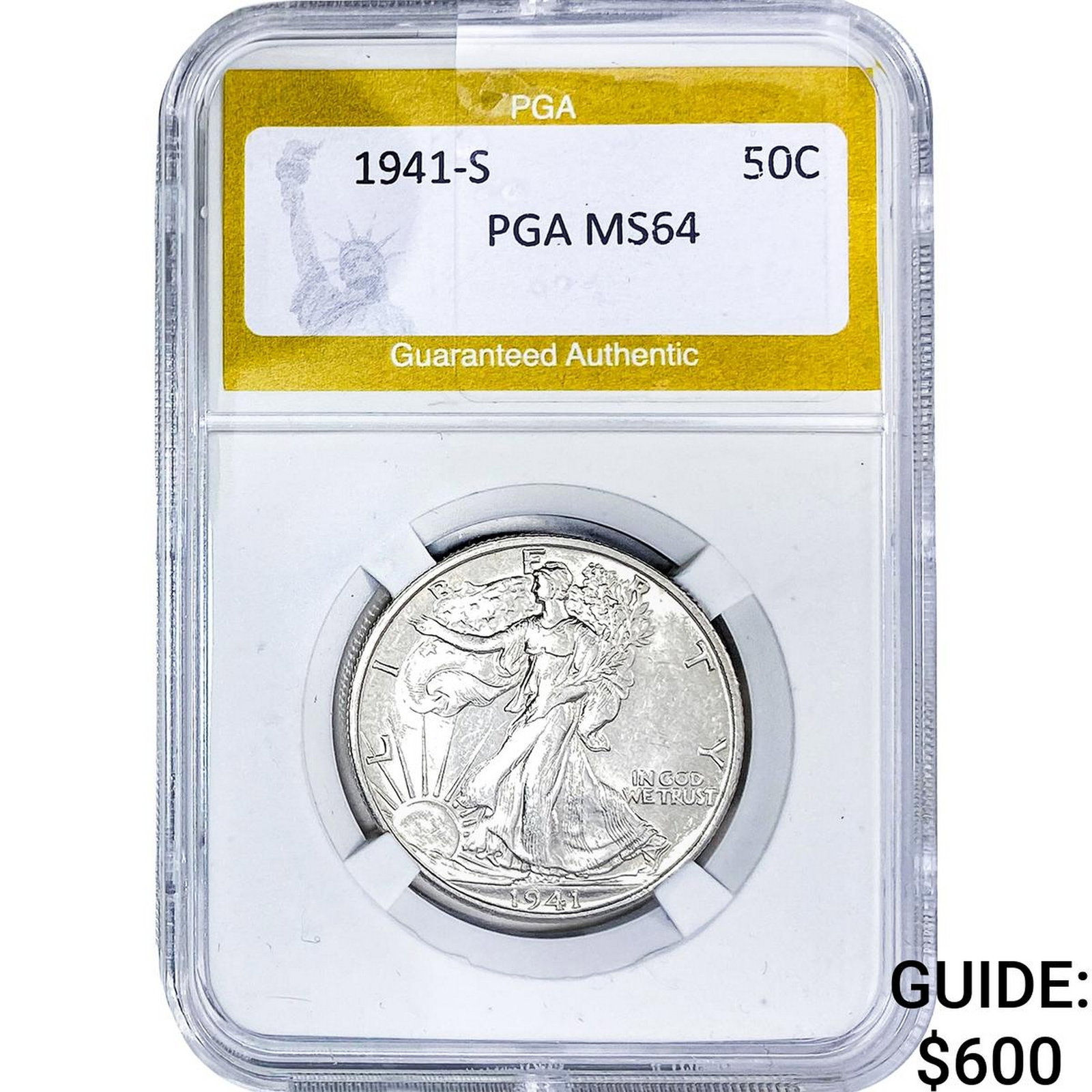 1941-S Walking Liberty Half Dollar PGA MS64: 1941-S Walking Liberty Half Dollar PGA MS64