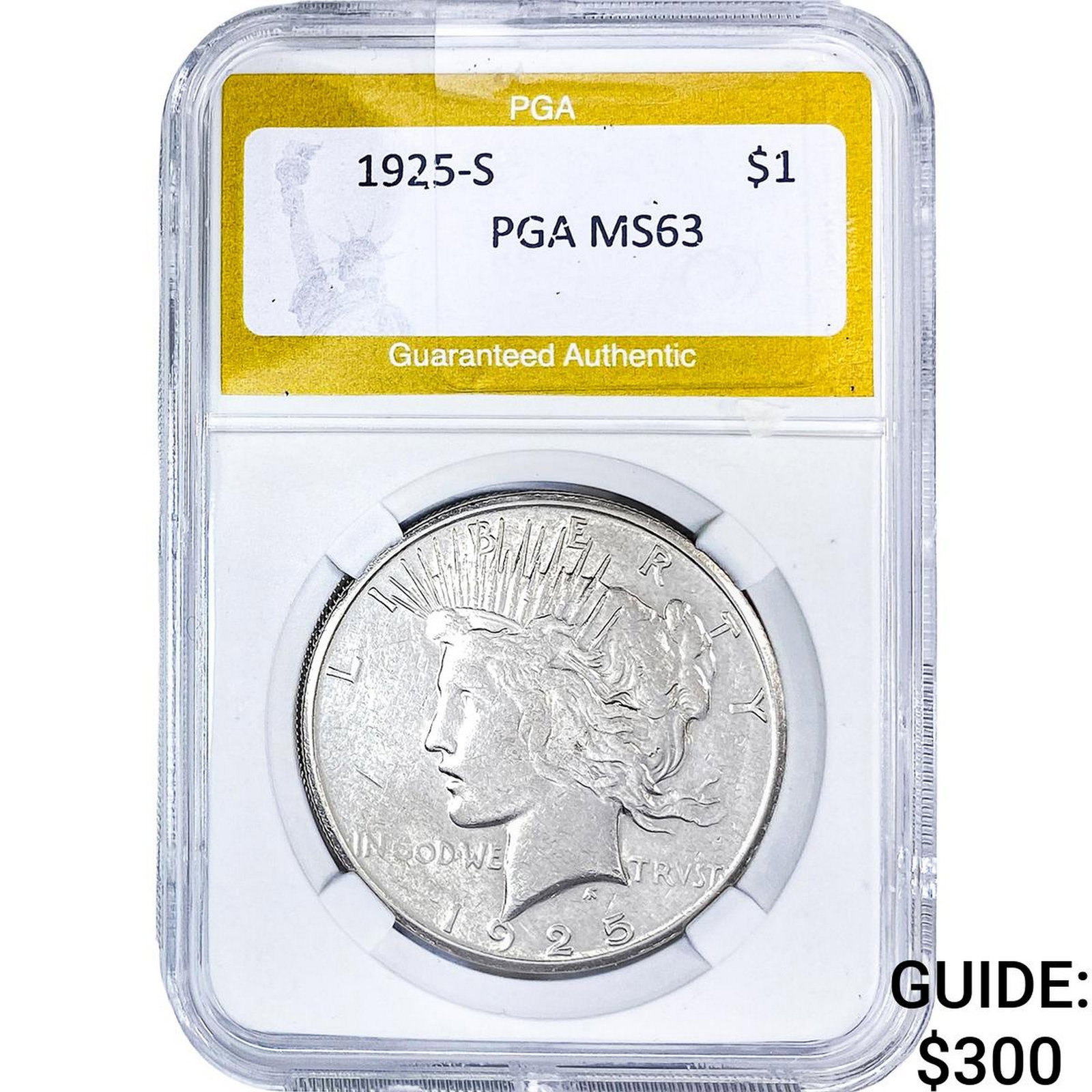 1925 Silver Peace Dollar PGA MS63: 1925 Silver Peace Dollar PGA MS63