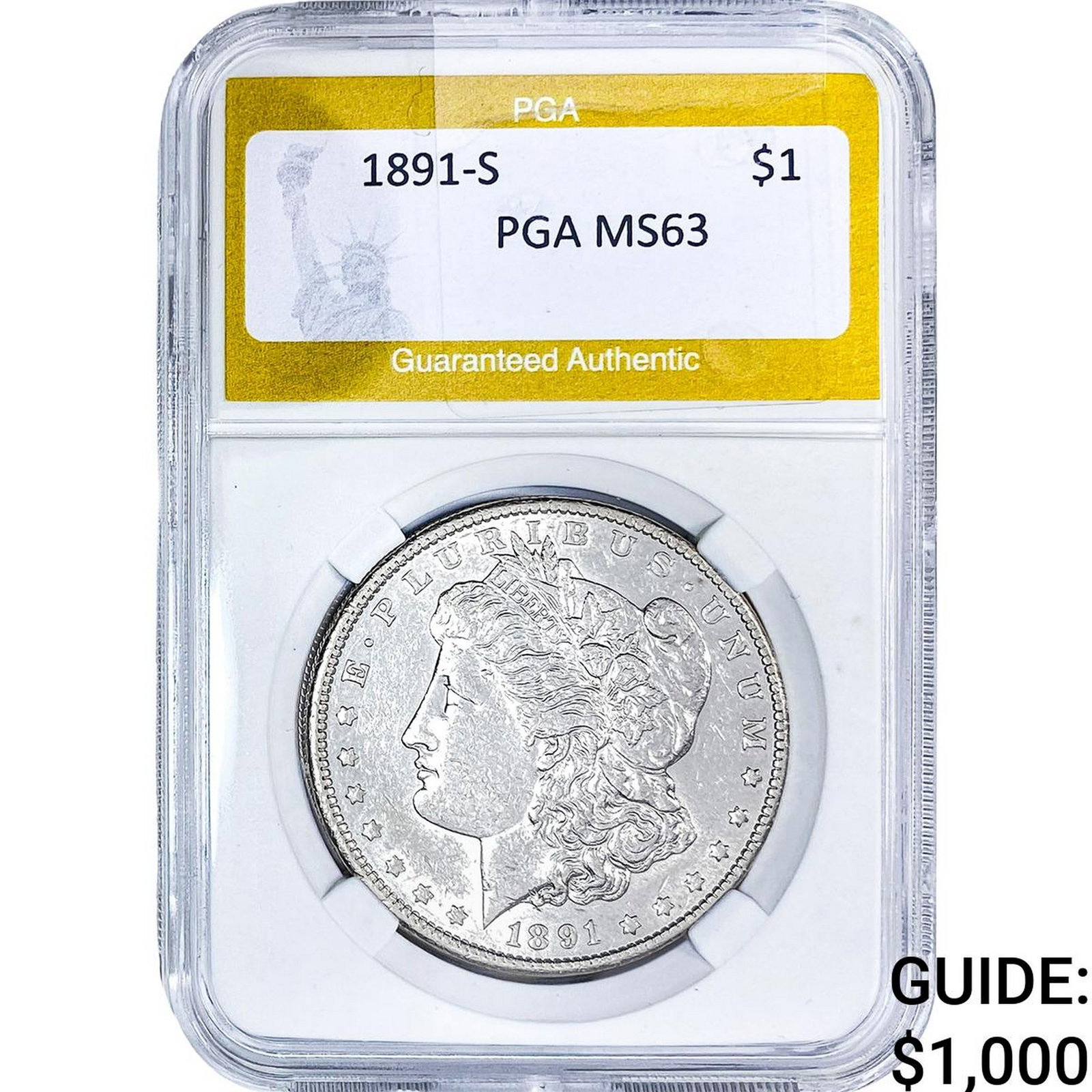 1891-S Morgan Silver Dollar PGA MS63: 1891-S Morgan Silver Dollar PGA MS63