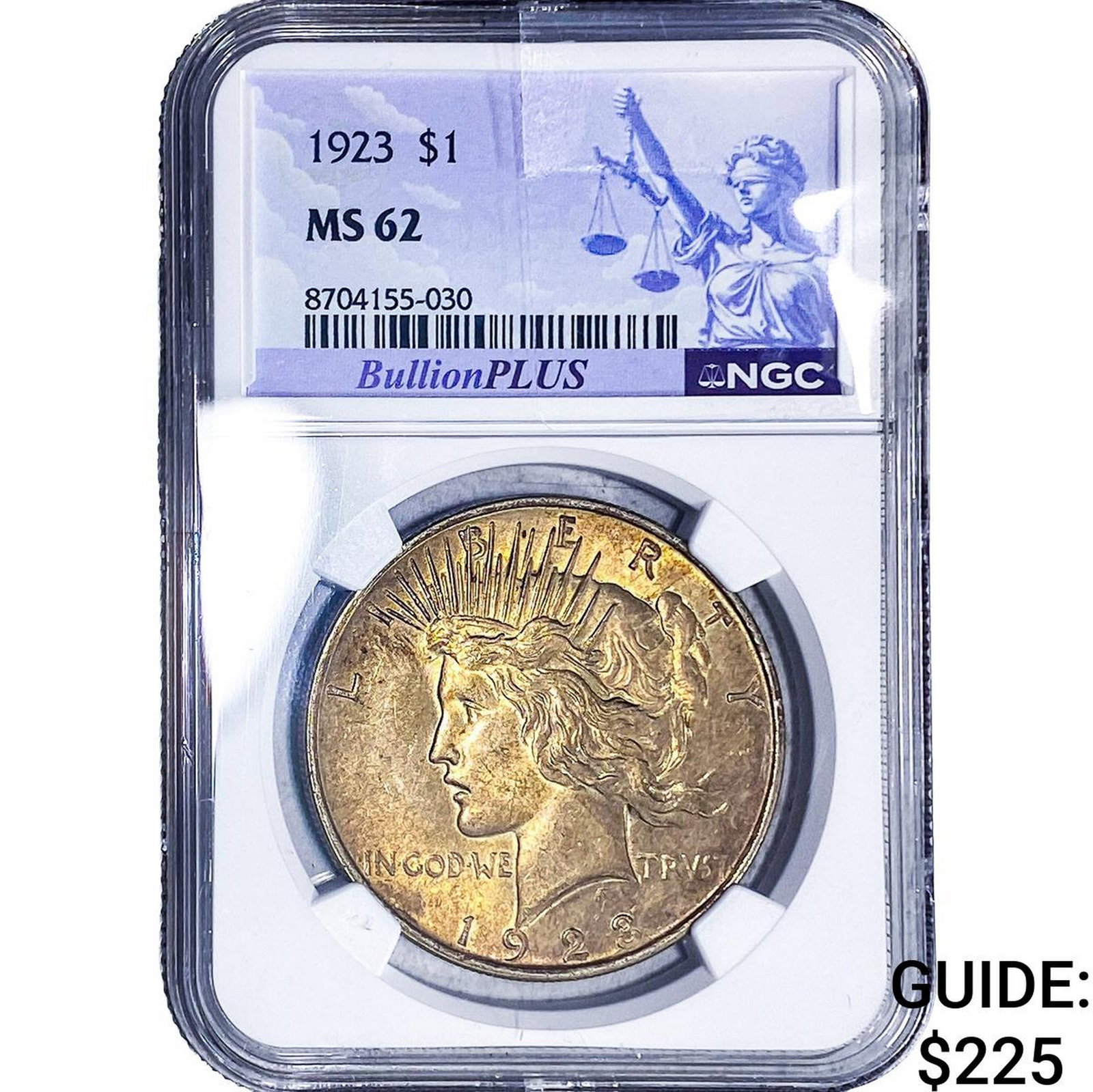1923 Silver Peace Dollar NGC MS62: 1923 Silver Peace Dollar NGC MS62