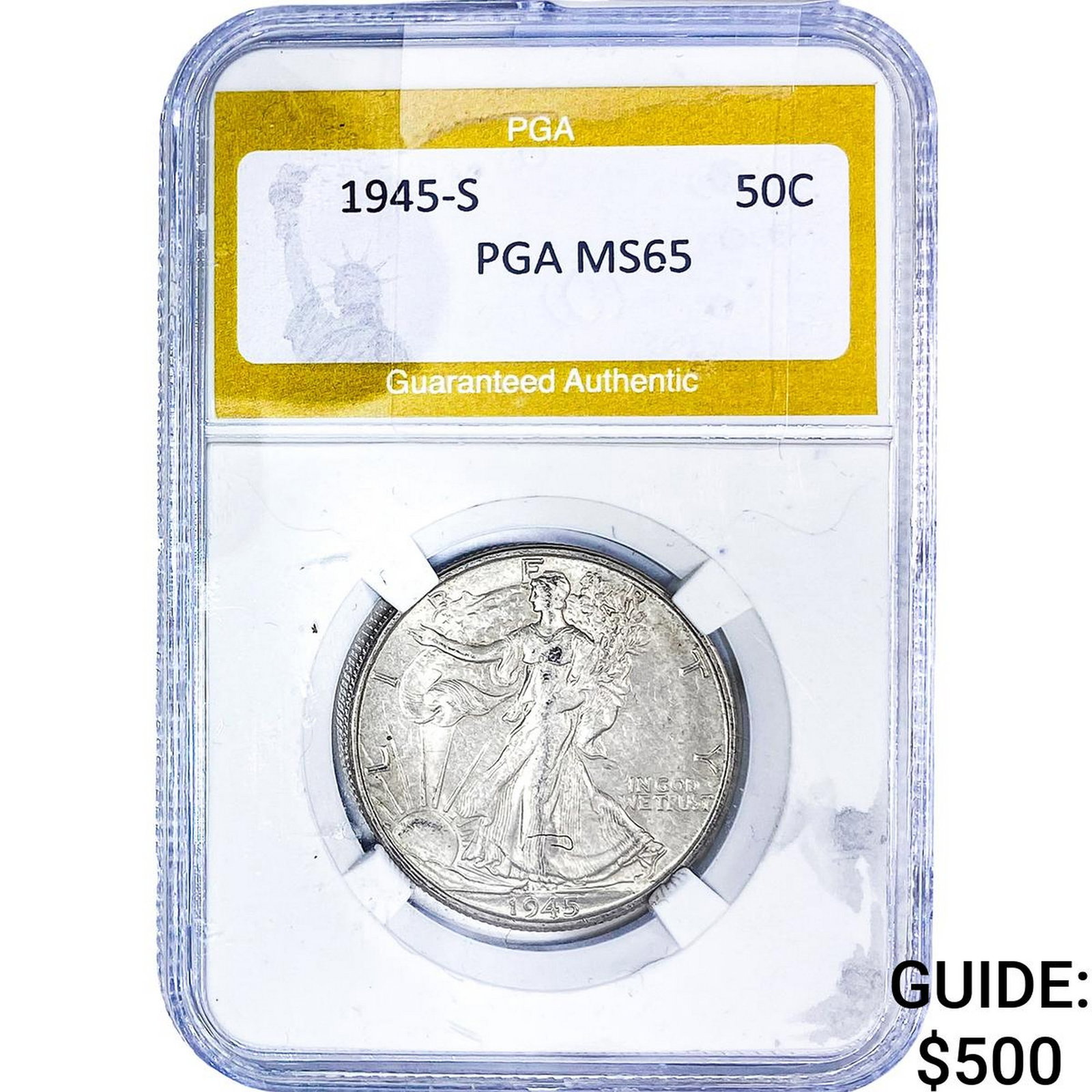 1945-S Walking Liberty Half Dollar PGA MS65: 1945-S Walking Liberty Half Dollar PGA MS65