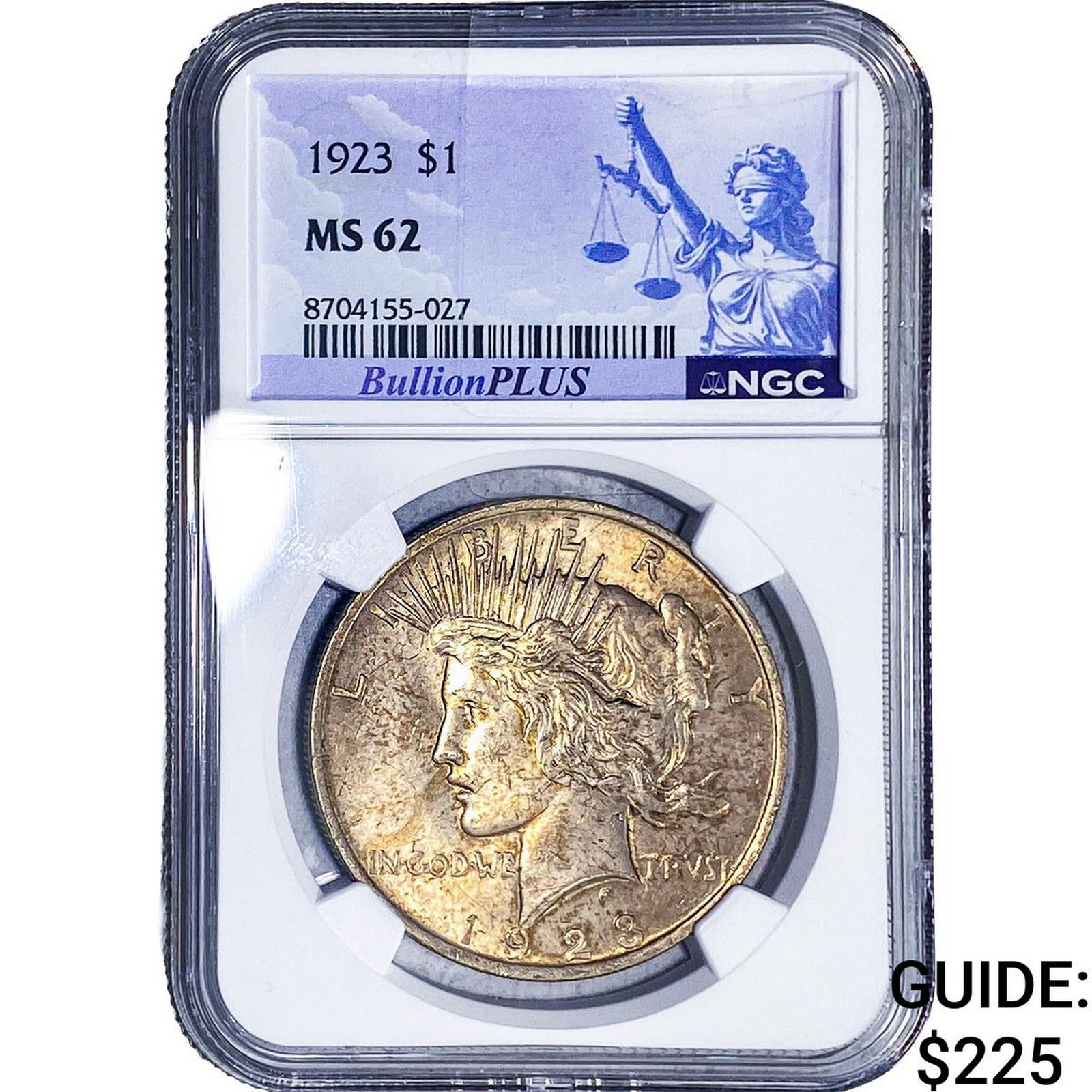 1923 Silver Peace Dollar NGC MS62: 1923 Silver Peace Dollar NGC MS62