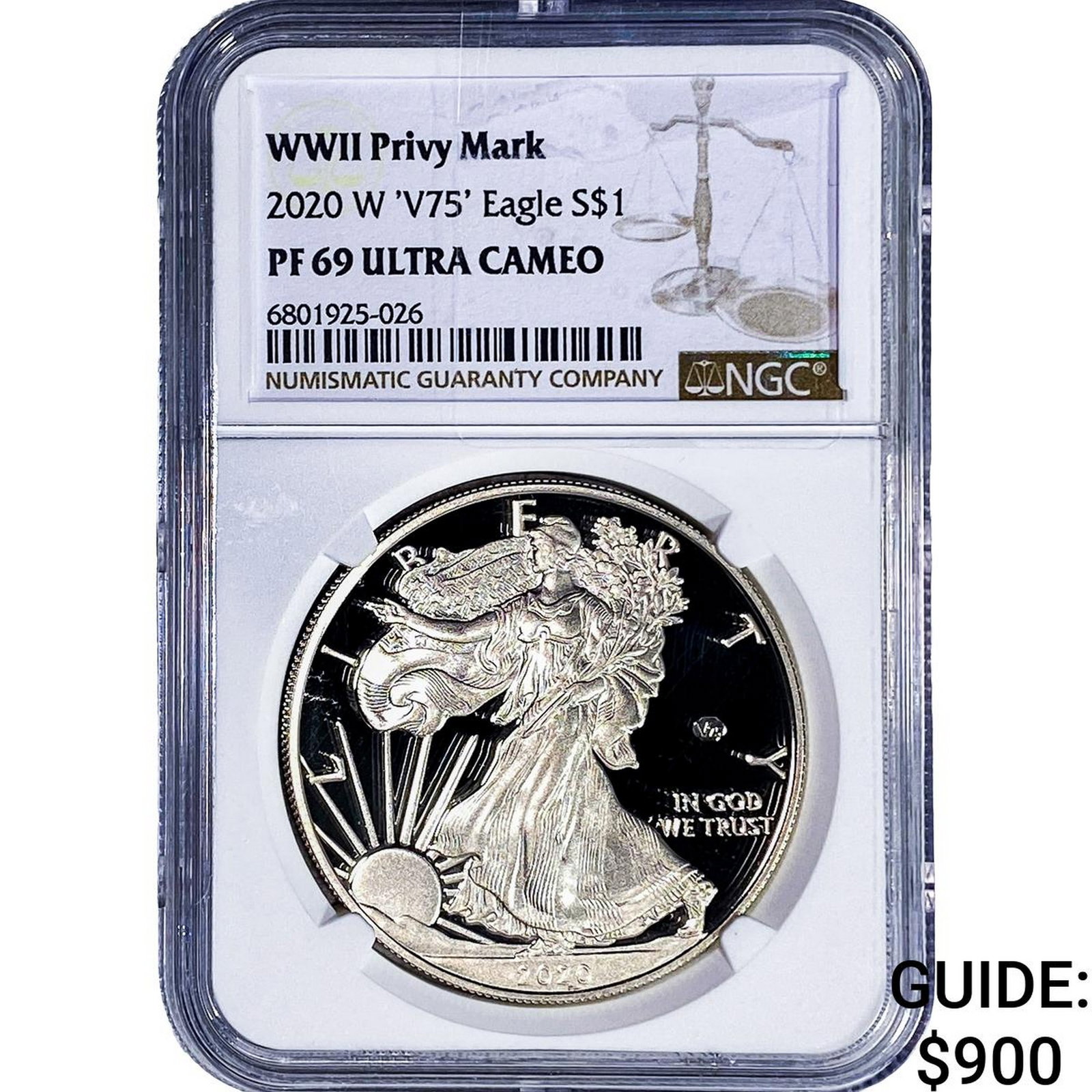 2020 W 'V75' Silver Eagle NGC PF69 Ultra Cameo: 2020 W 'V75' Silver Eagle NGC PF69 Ultra Cameo