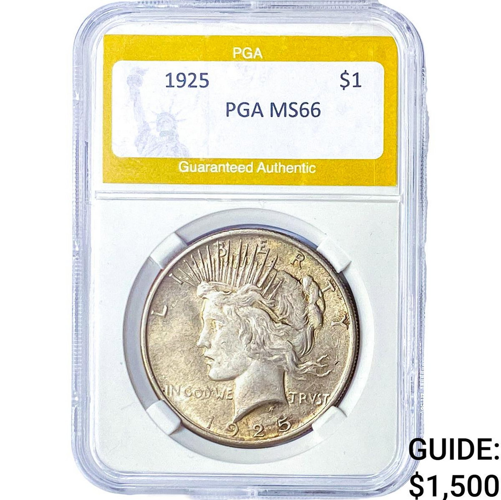 1925 Silver Peace Dollar PGA MS66: 1925 Silver Peace Dollar PGA MS66