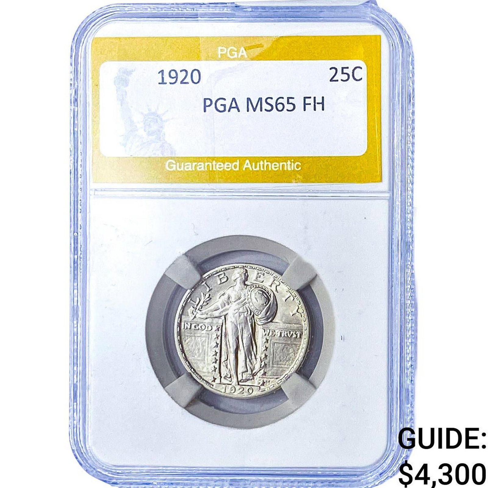 1920 Standing Liberty Quarter PGA MS65 FH: 1920 Standing Liberty Quarter PGA MS65 FH