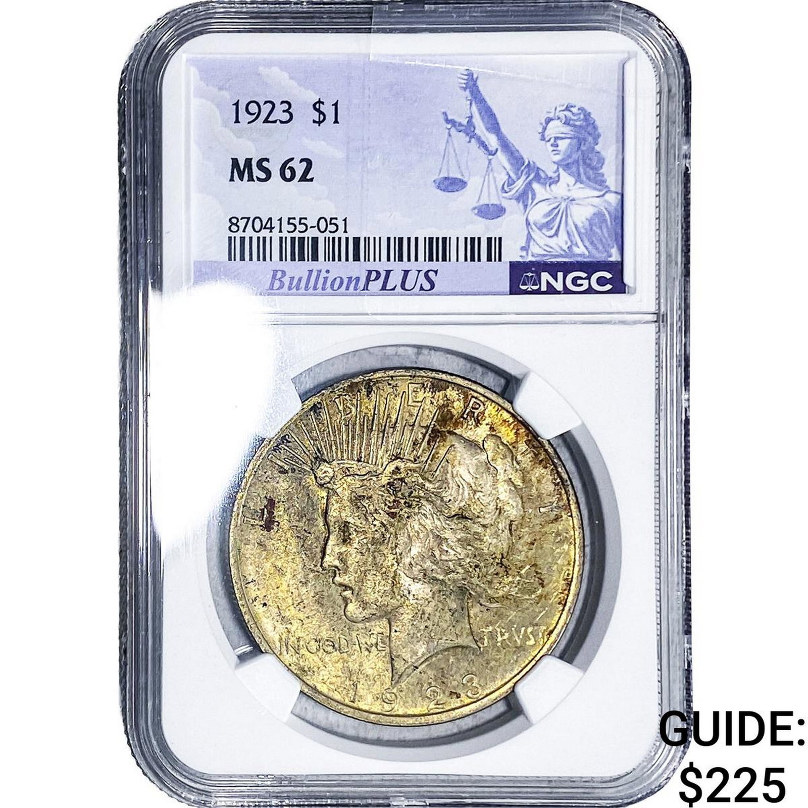 1923 Silver Peace Dollar NGC MS62: 1923 Silver Peace Dollar NGC MS62