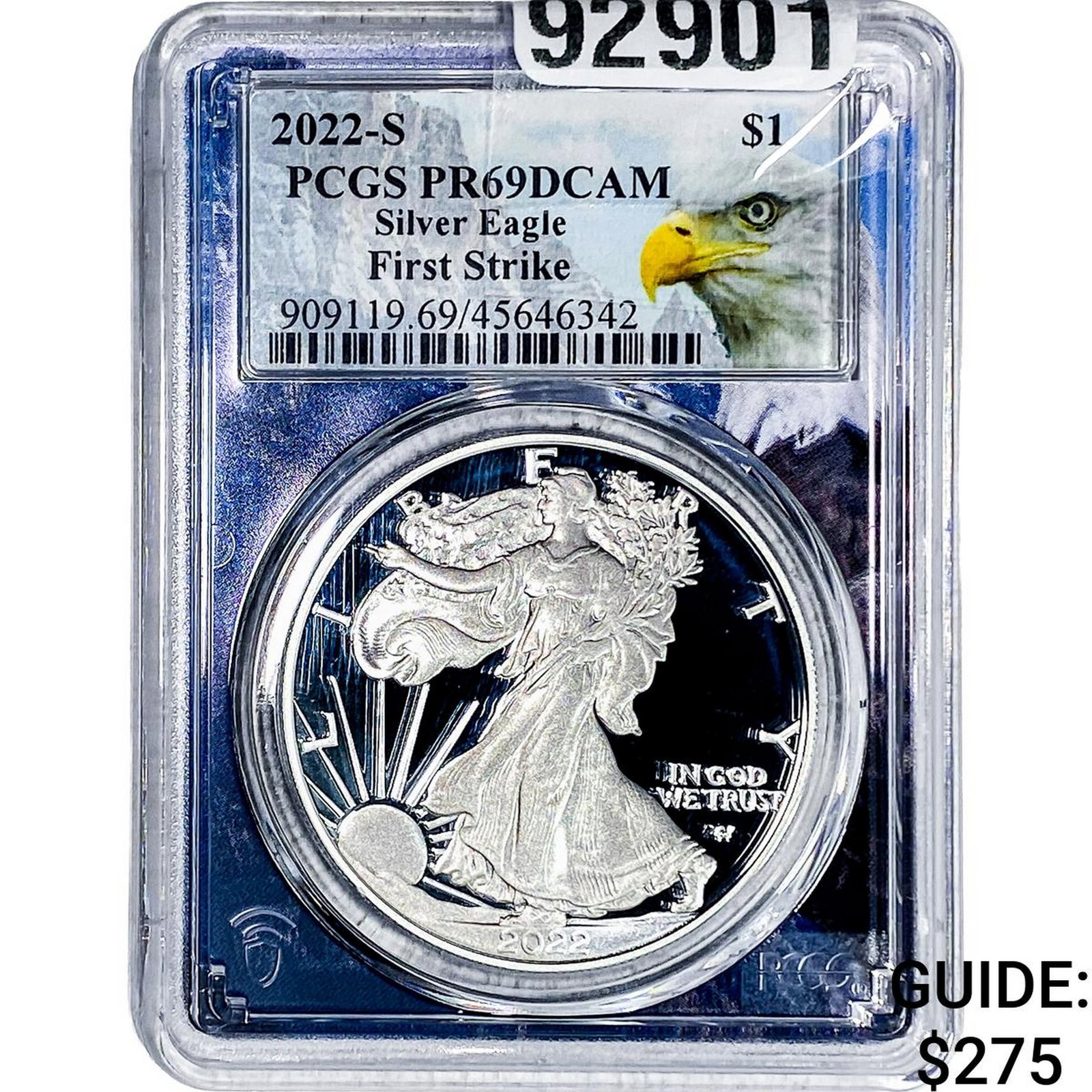 2022-S Silver Eagle PCGS PR69 DCAM: 2022-S Silver Eagle PCGS PR69 DCAM