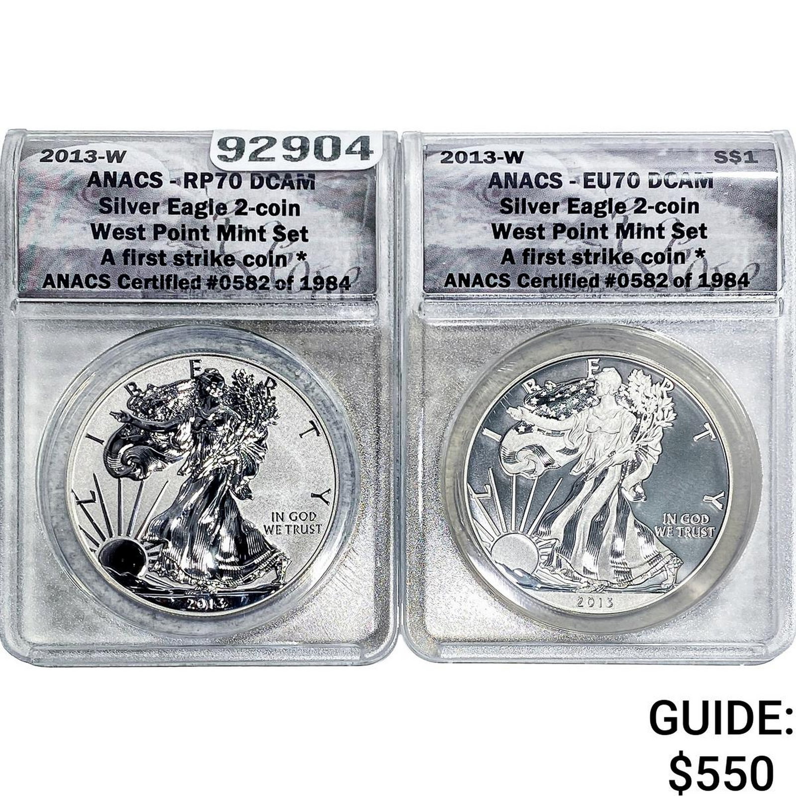 [2 Coins] 2013-W Silver Eagle ANACS RP70/EU70 DCAM (1 of 2)