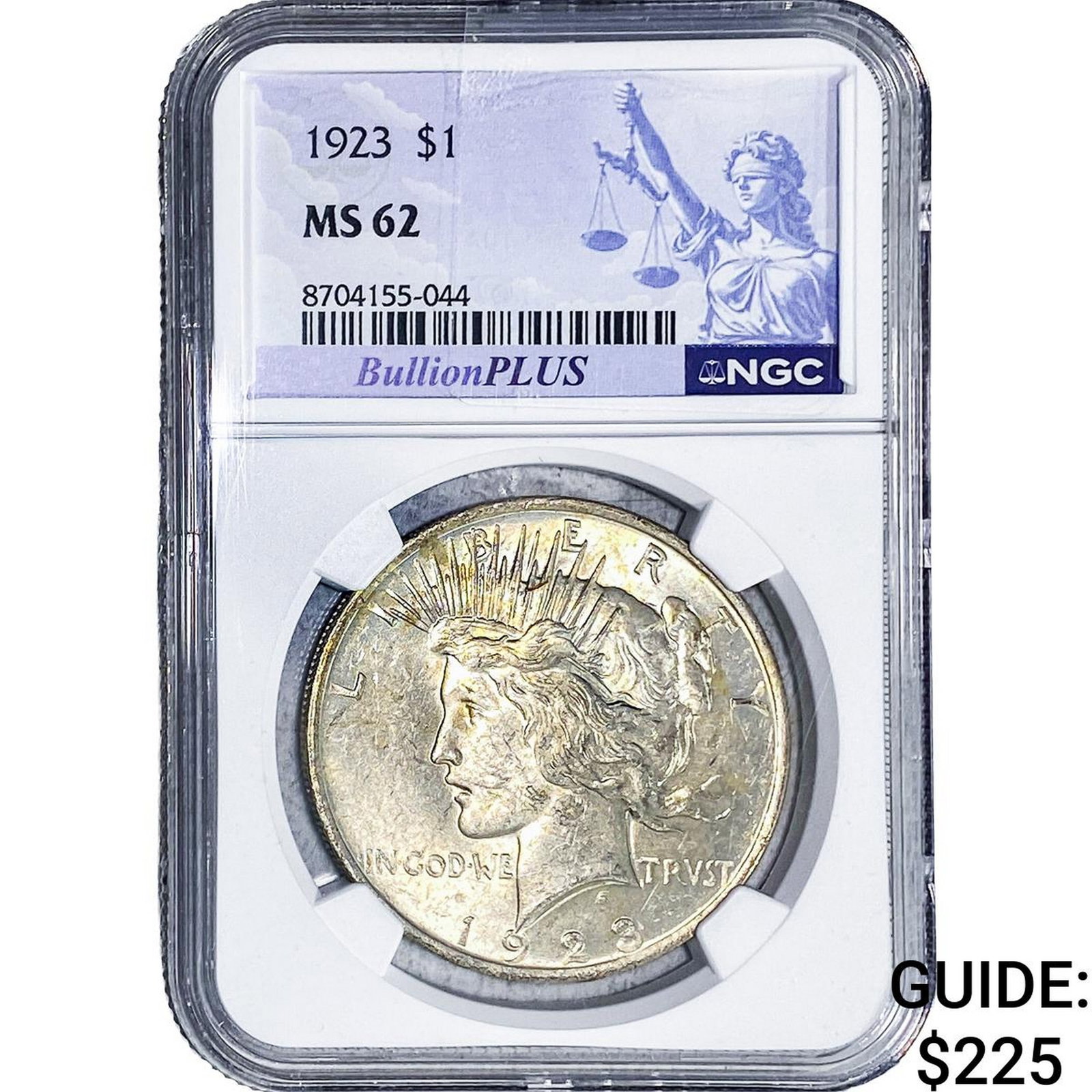 1923 Silver Peace Dollar NGC MS62: 1923 Silver Peace Dollar NGC MS62