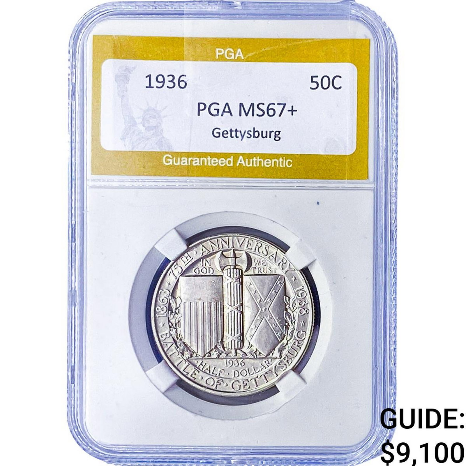 1936 Gettysburg Half Dollar PGA MS67+: 1936 Gettysburg Half Dollar PGA MS67+
