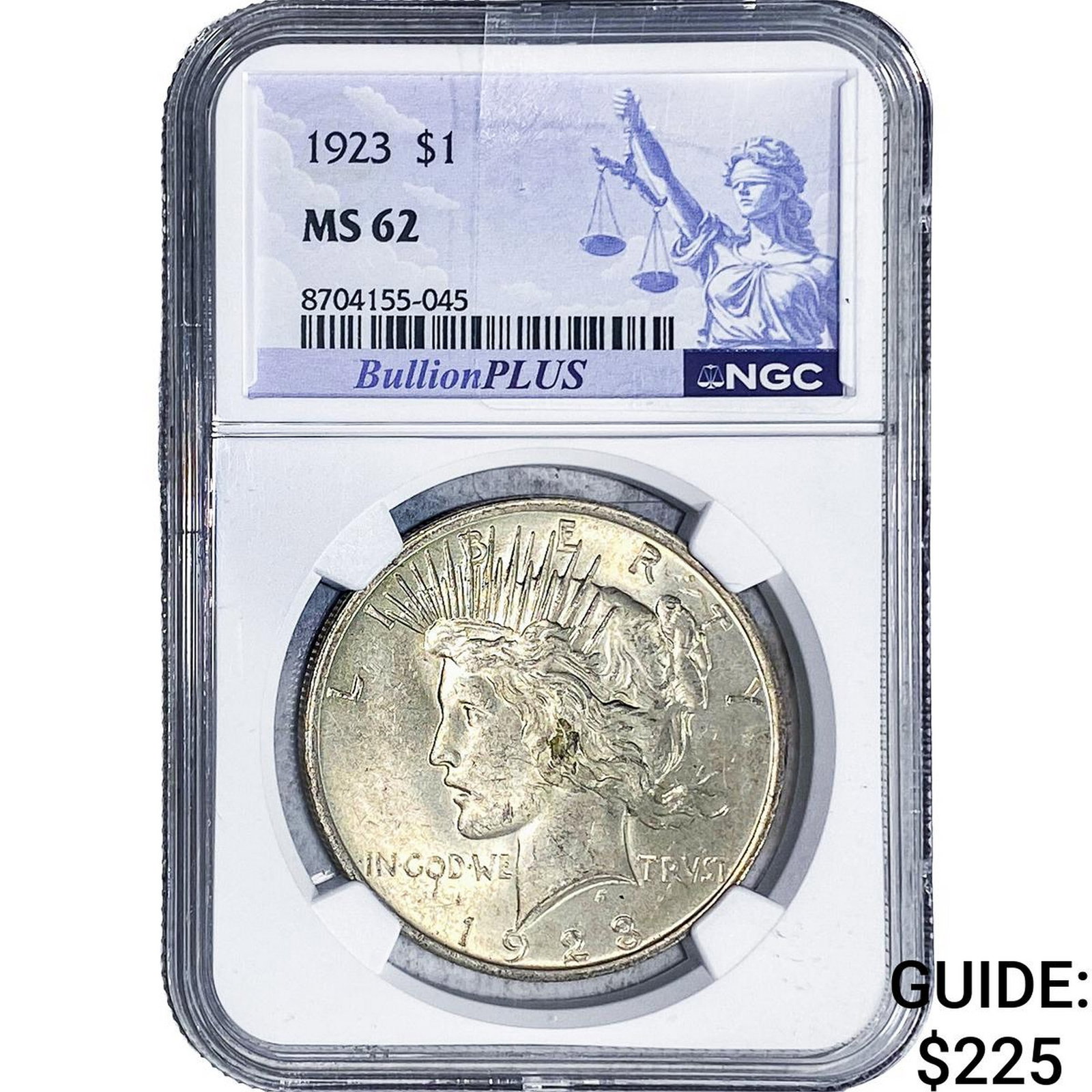 1923 Silver Peace Dollar NGC MS62: 1923 Silver Peace Dollar NGC MS62