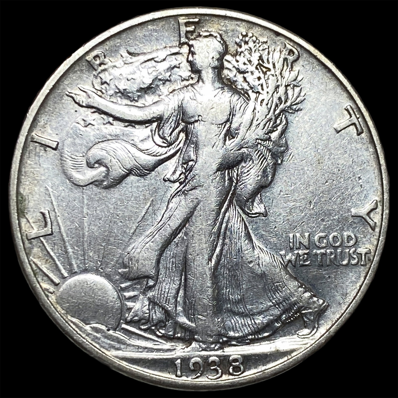 1938-D Silver Walking Liberty Half Dollar NEARLY UNCIRCULATED (1 of 2)