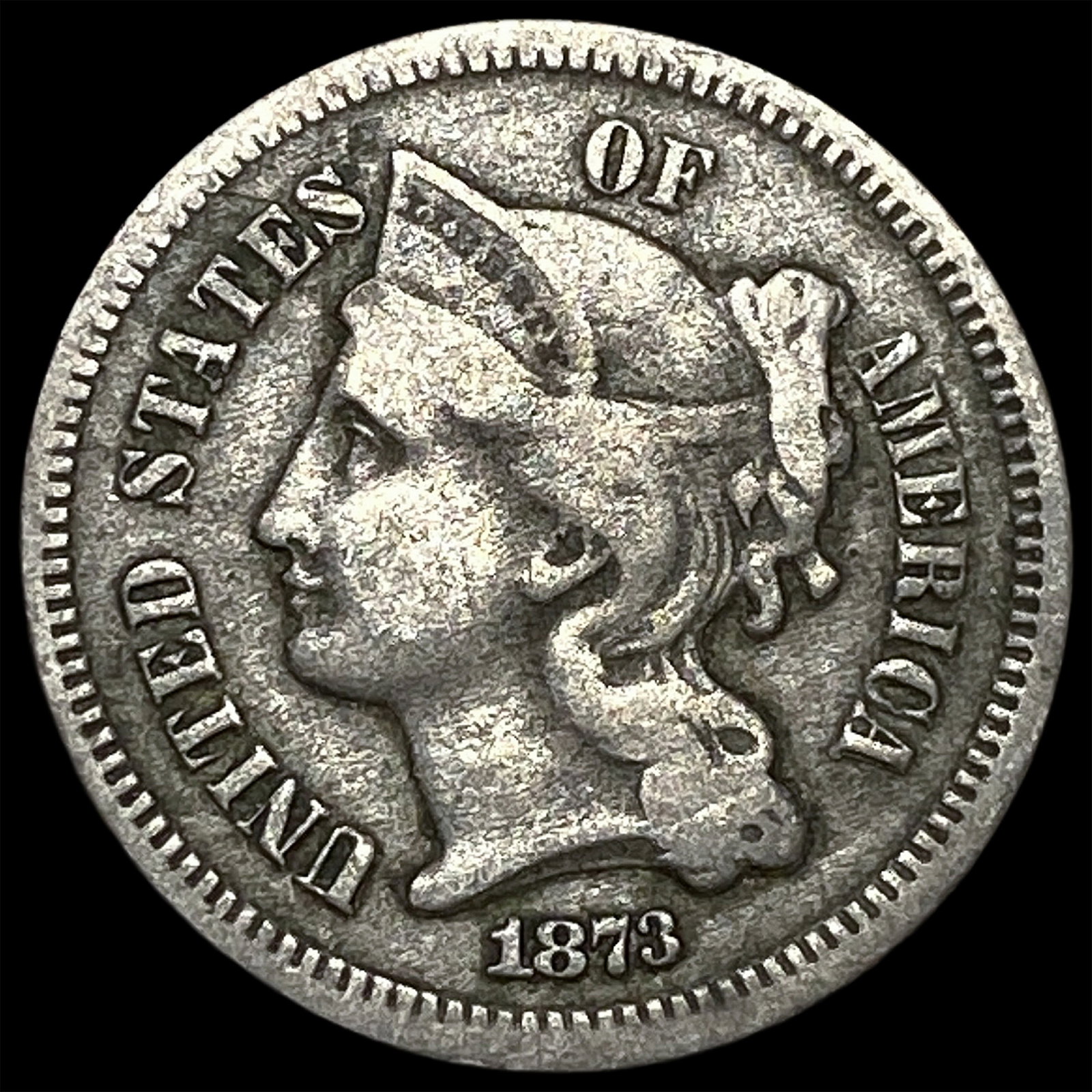 1873 Nickel Three-Cent Piece LIGHTLY CIRCULATED: 1873 Nickel Three-Cent Piece LIGHTLY CIRCULATED