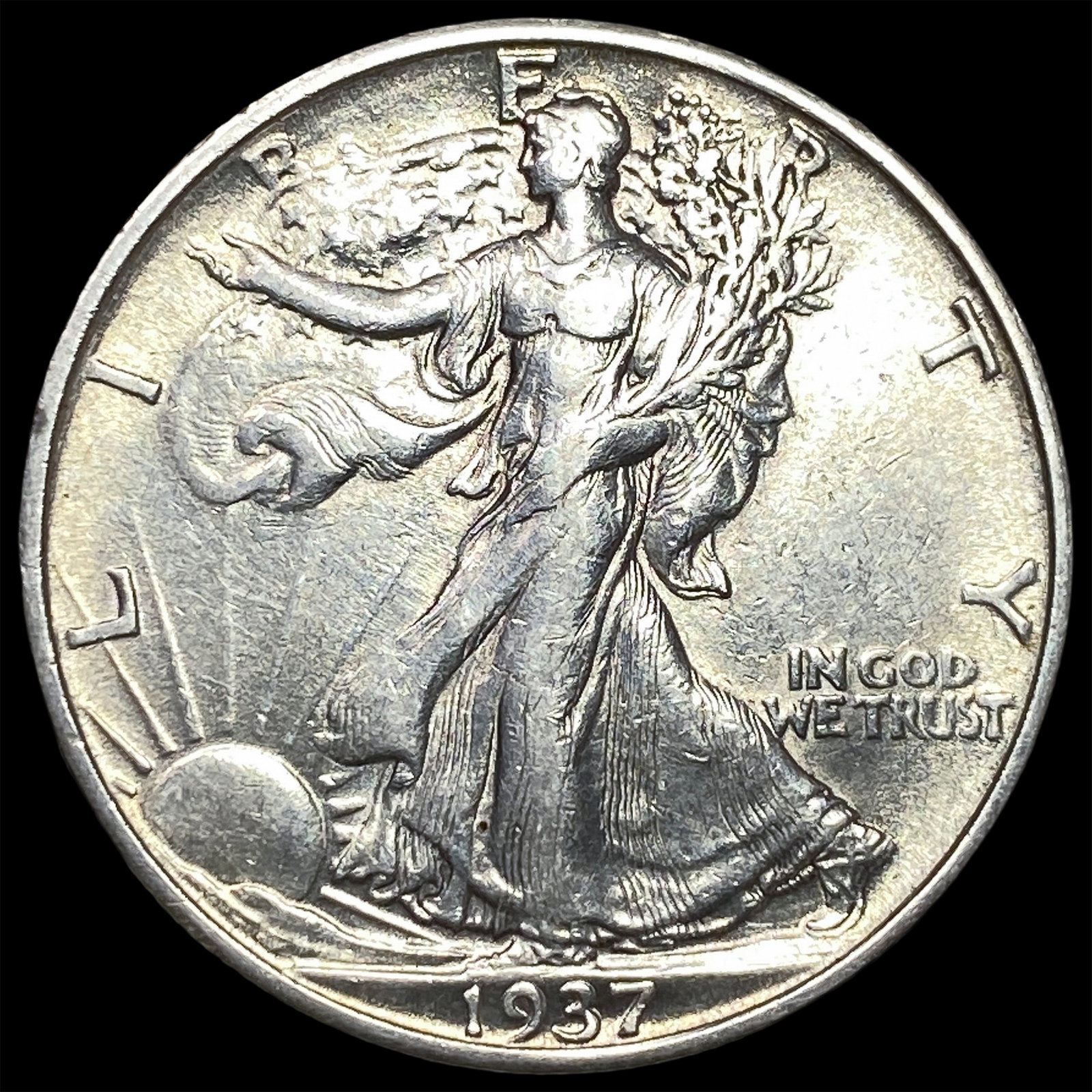 1937-S Silver Walking Liberty Half Dollar CLOSELY UNCIRCULATED: 1937-S Silver Walking Liberty Half Dollar CLOSELY UNCIRCULATED