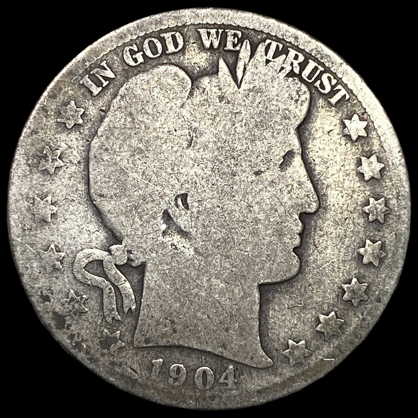 1904-S Silver Barber Half Dollar NICELY CIRCULATED: 1904-S Silver Barber Half Dollar NICELY CIRCULATED